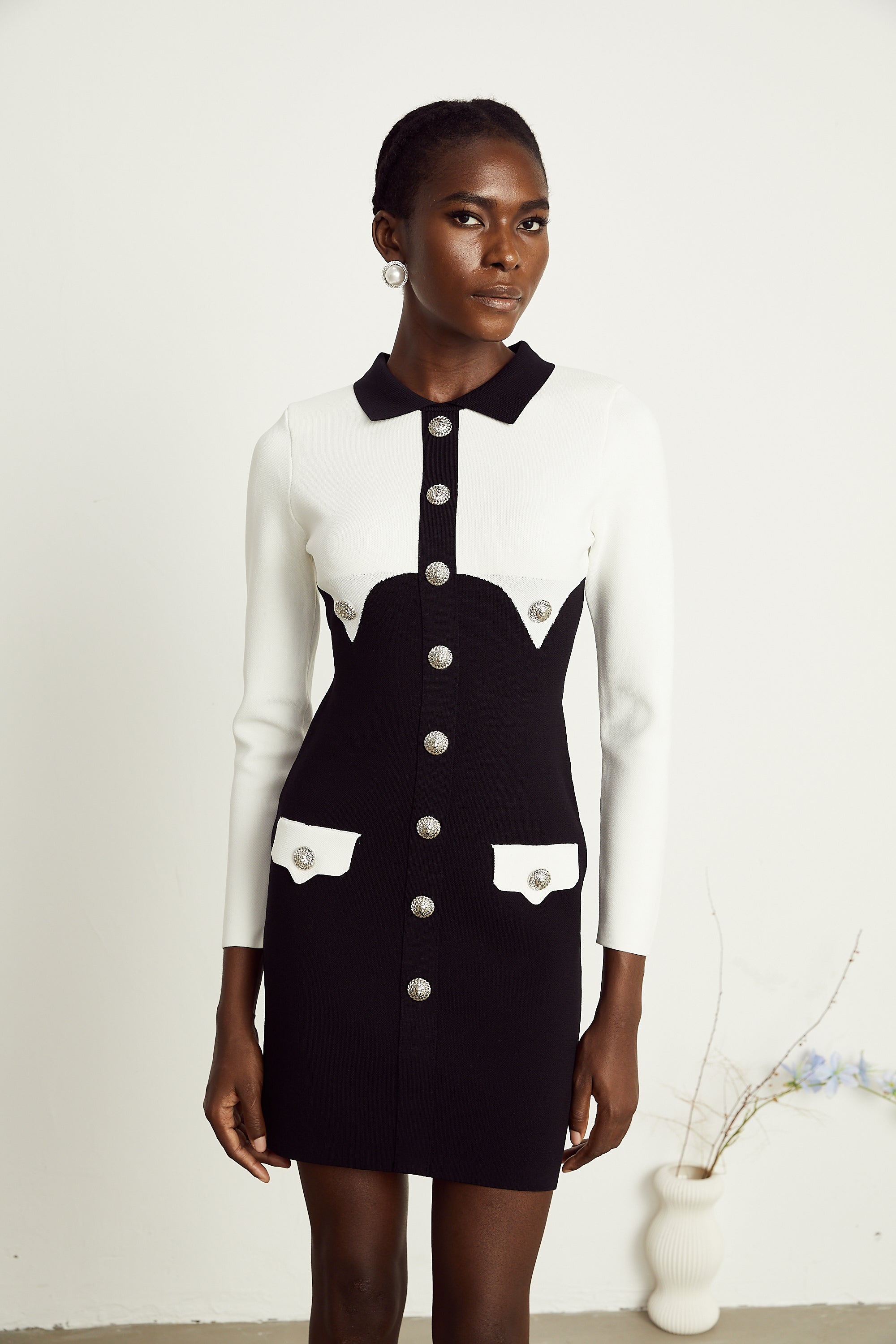 Perrine buttoned crepe mini dress