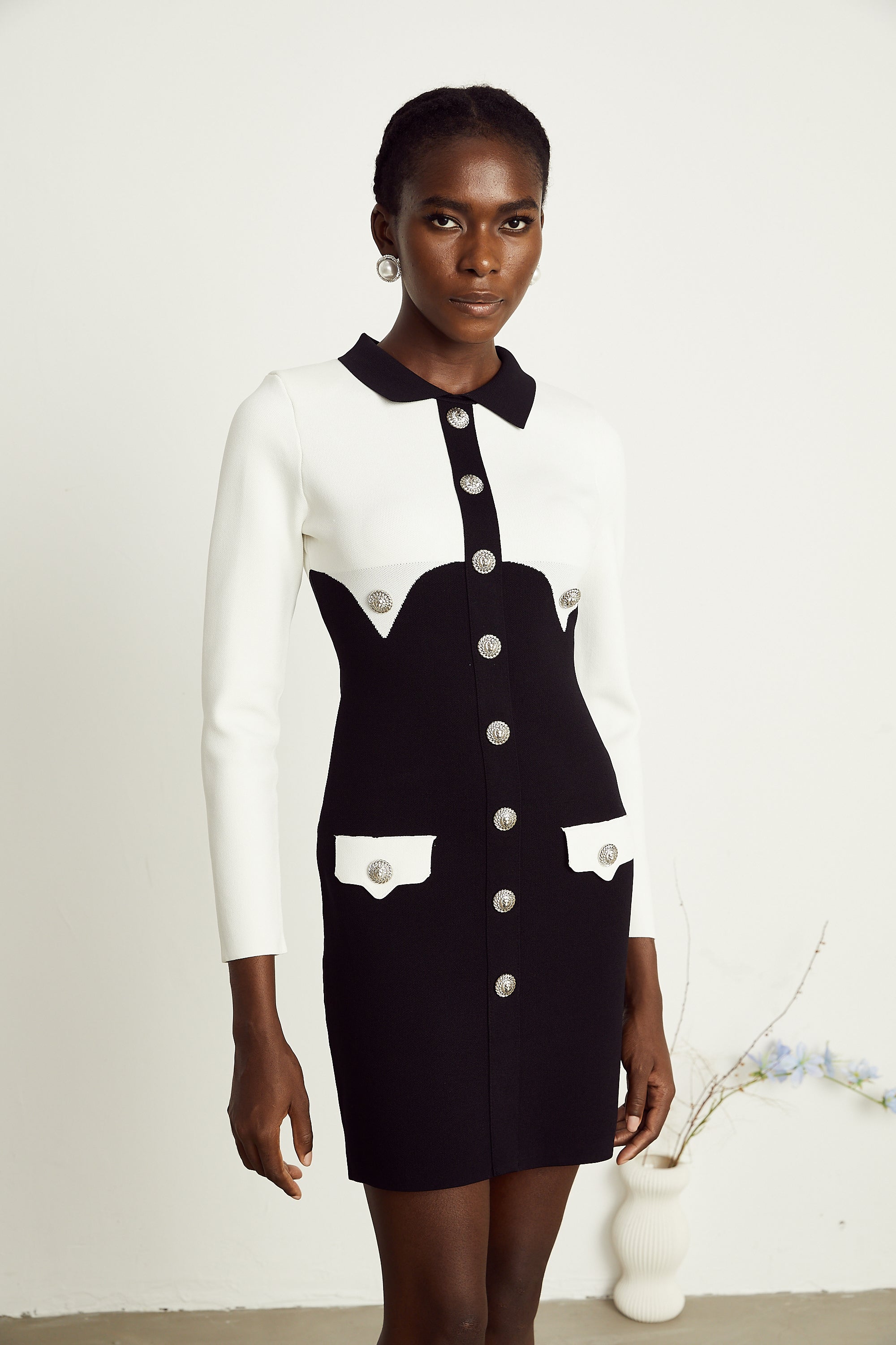 Perrine buttoned crepe mini dress