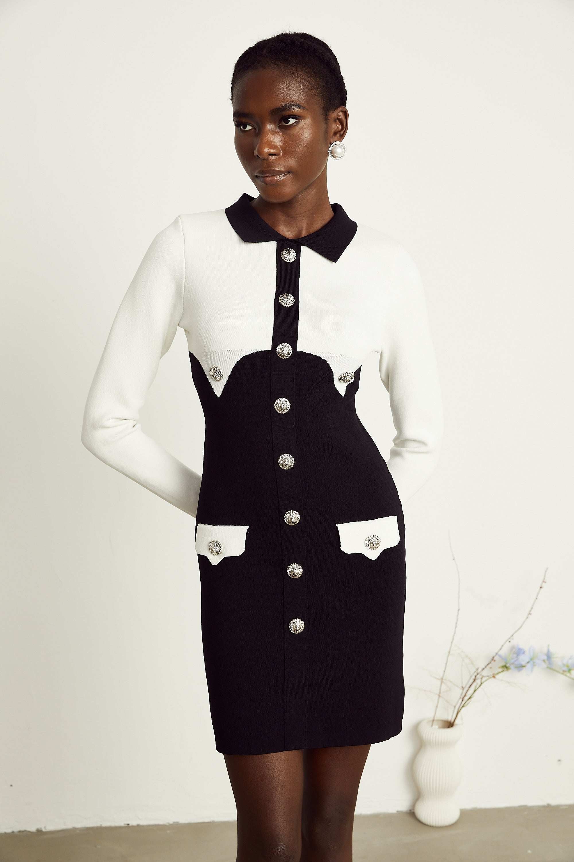 Perrine buttoned crepe mini dress