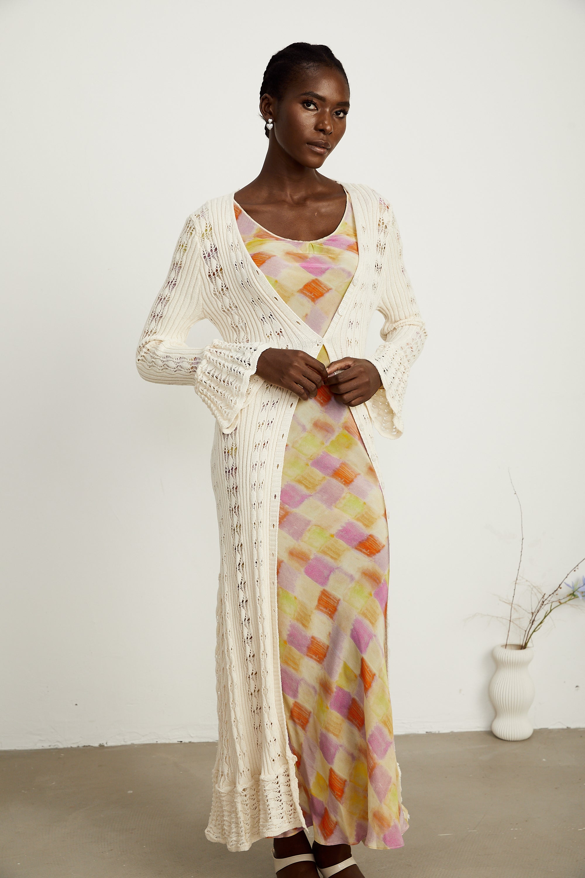 Emeline Crochet Long Cardigan
