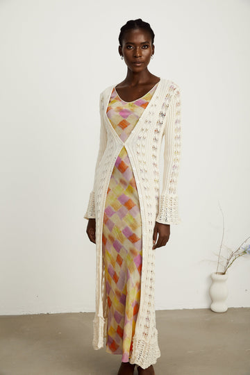 Emeline Crochet Long Cardigan
