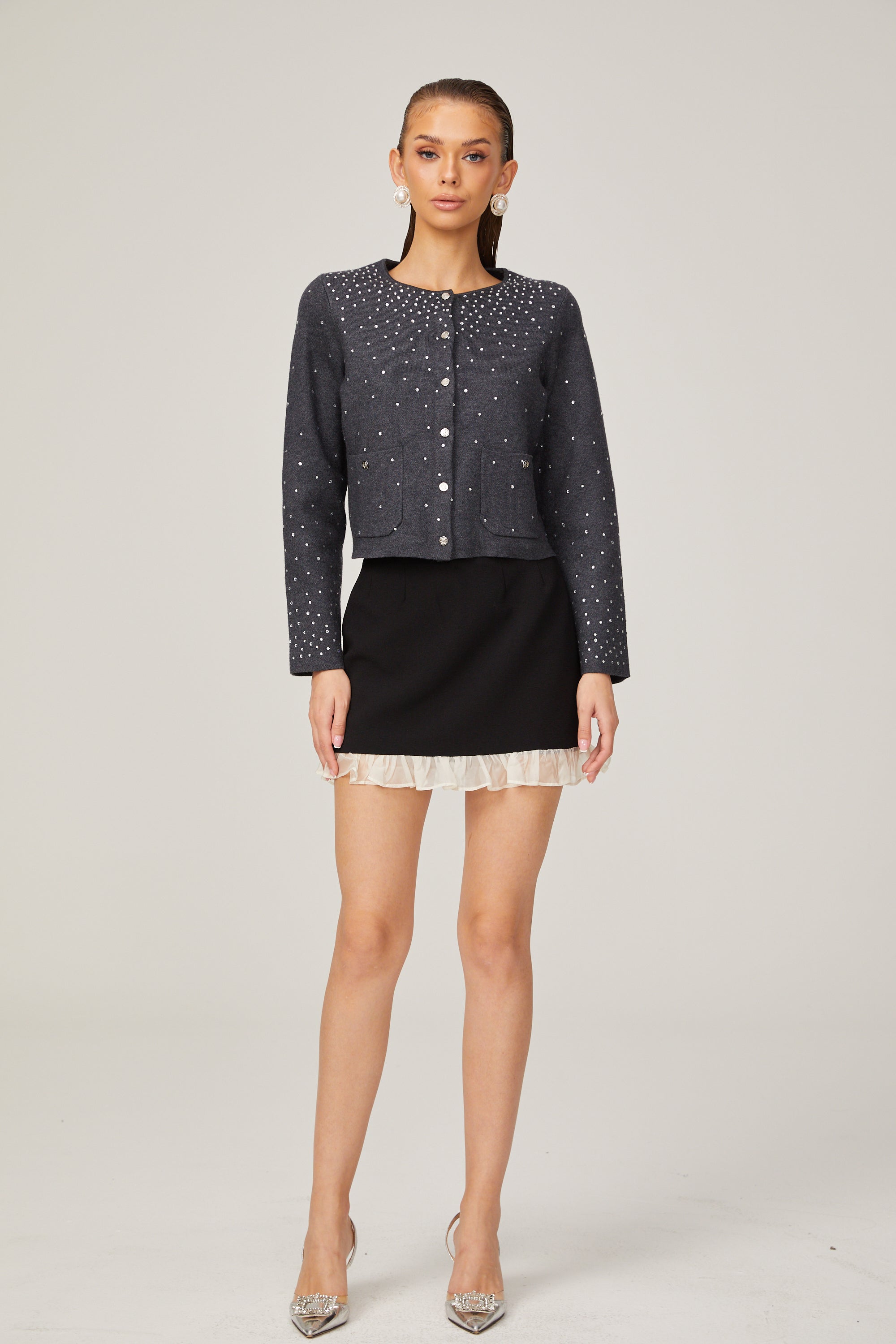 Bérénice Cardigan Embellished with Rhinestones