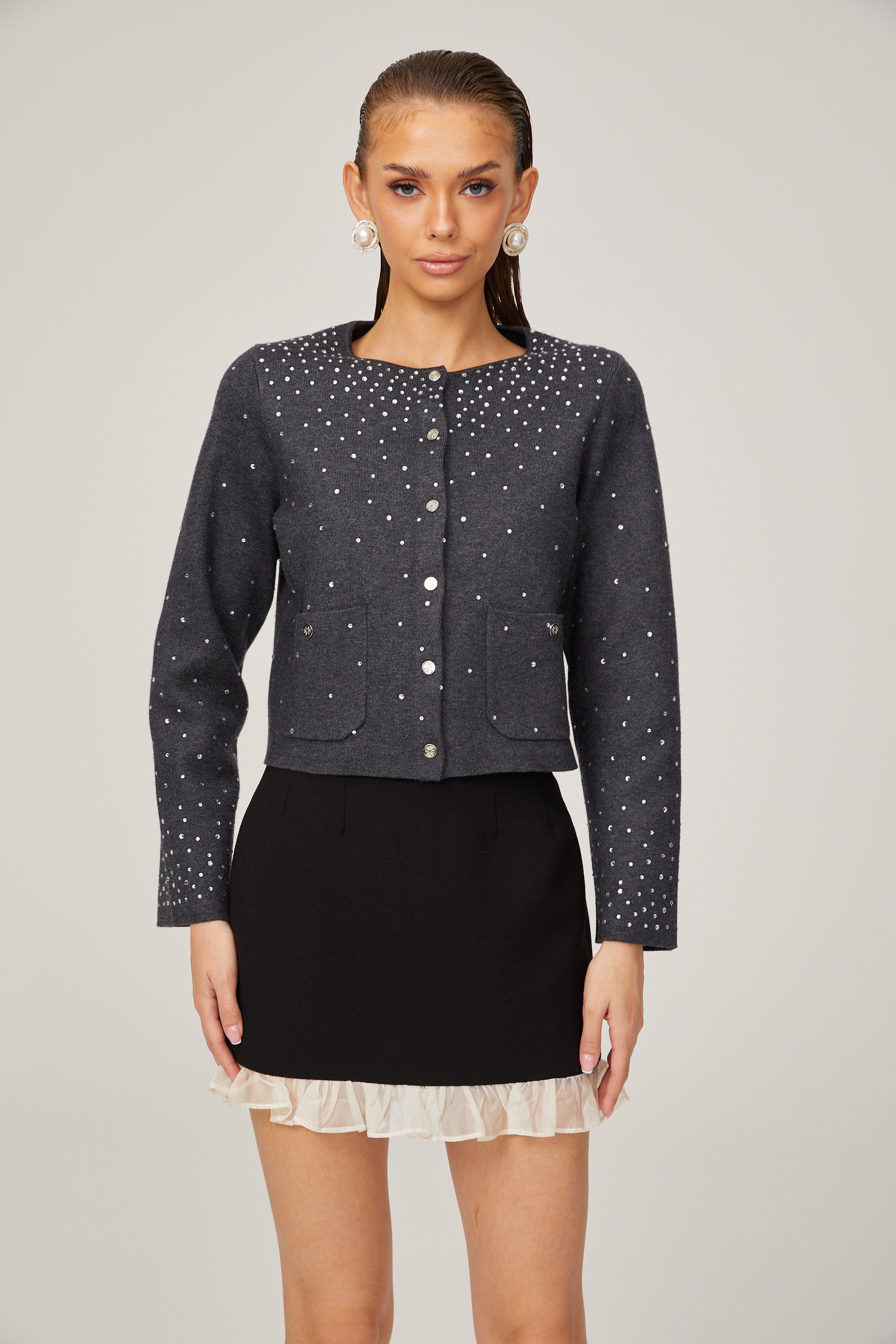 Bérénice Cardigan Embellished with Rhinestones
