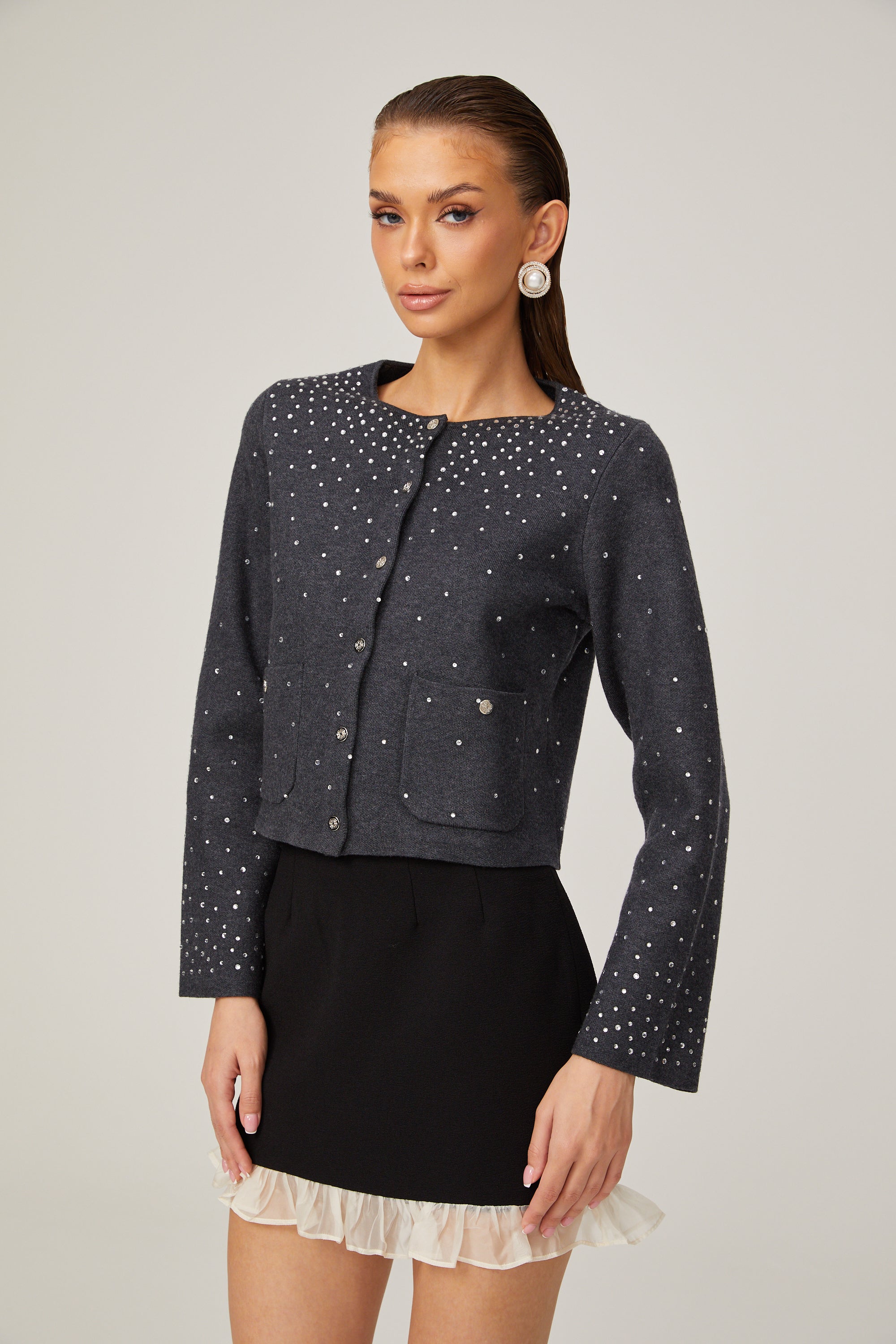 Bérénice Cardigan Embellished with Rhinestones