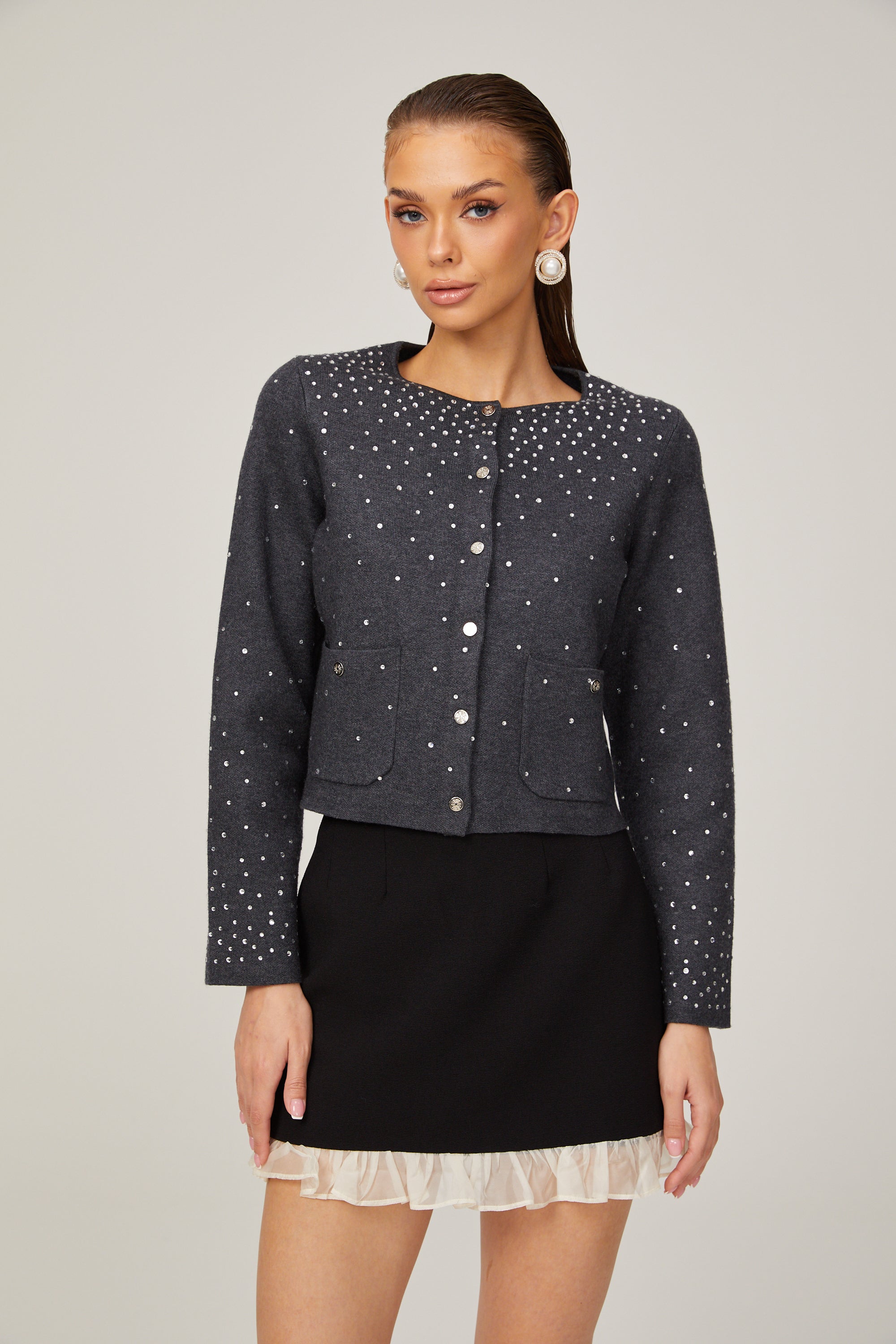 Bérénice Cardigan Embellished with Rhinestones