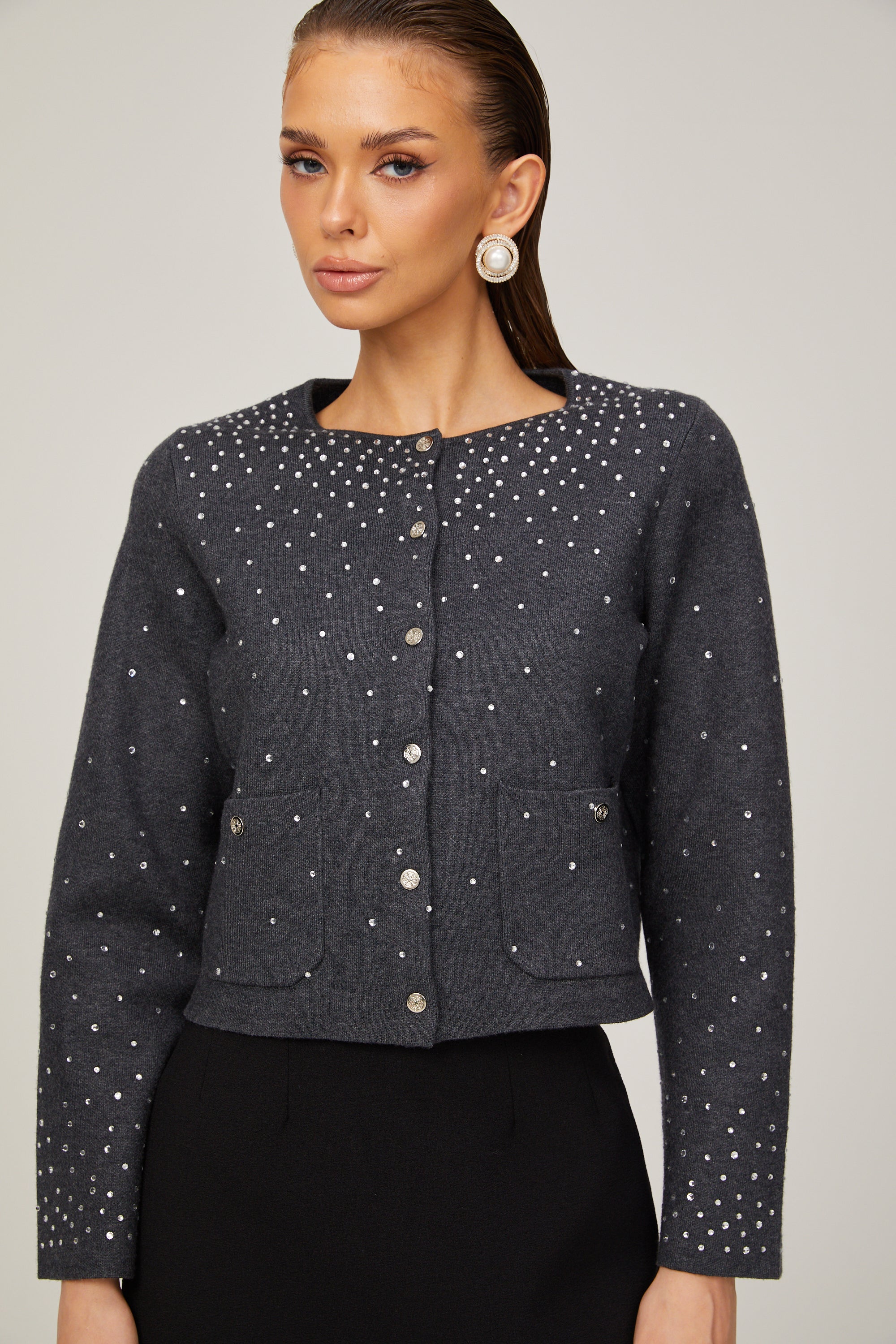 Bérénice Cardigan Embellished with Rhinestones