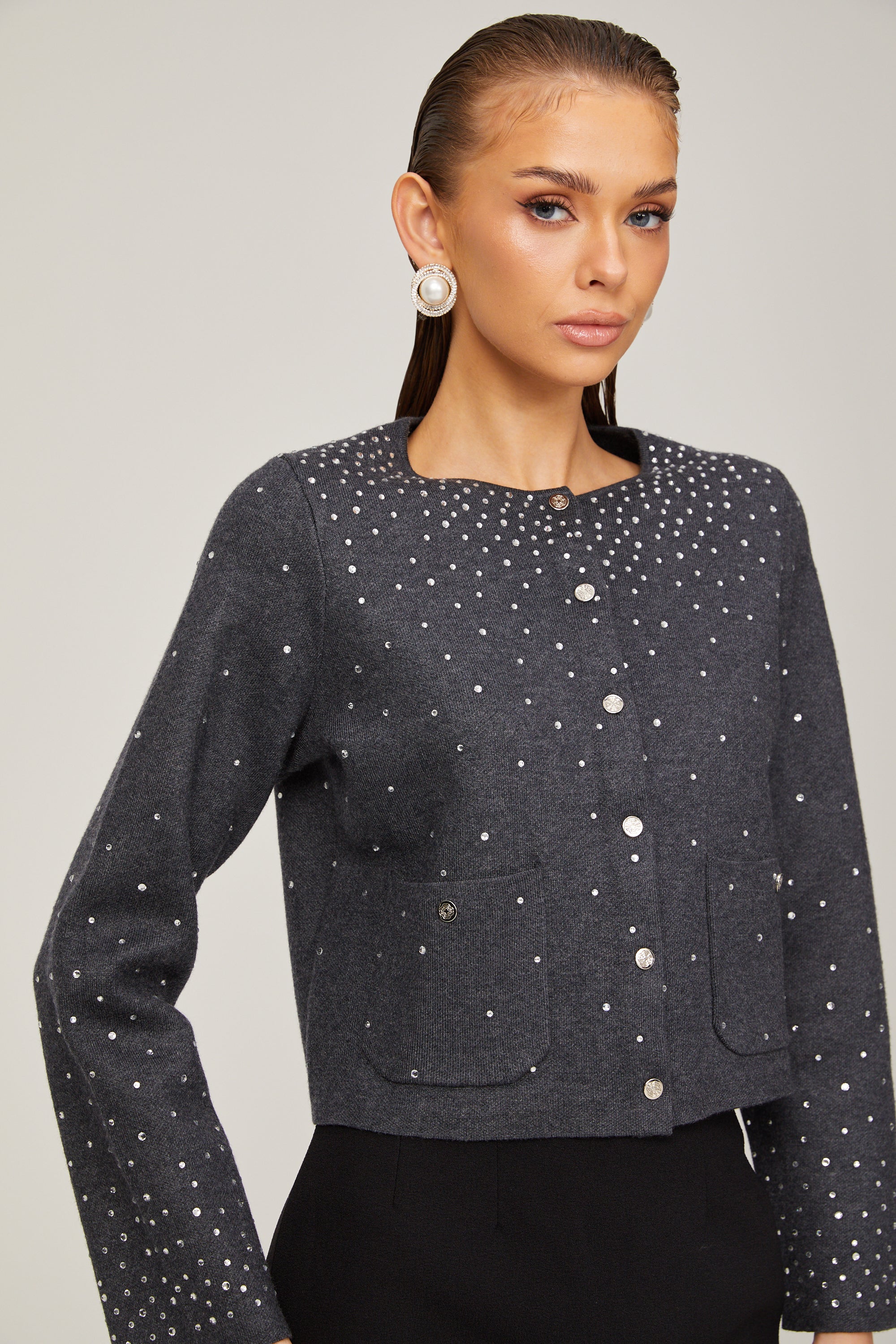 Bérénice Cardigan Embellished with Rhinestones
