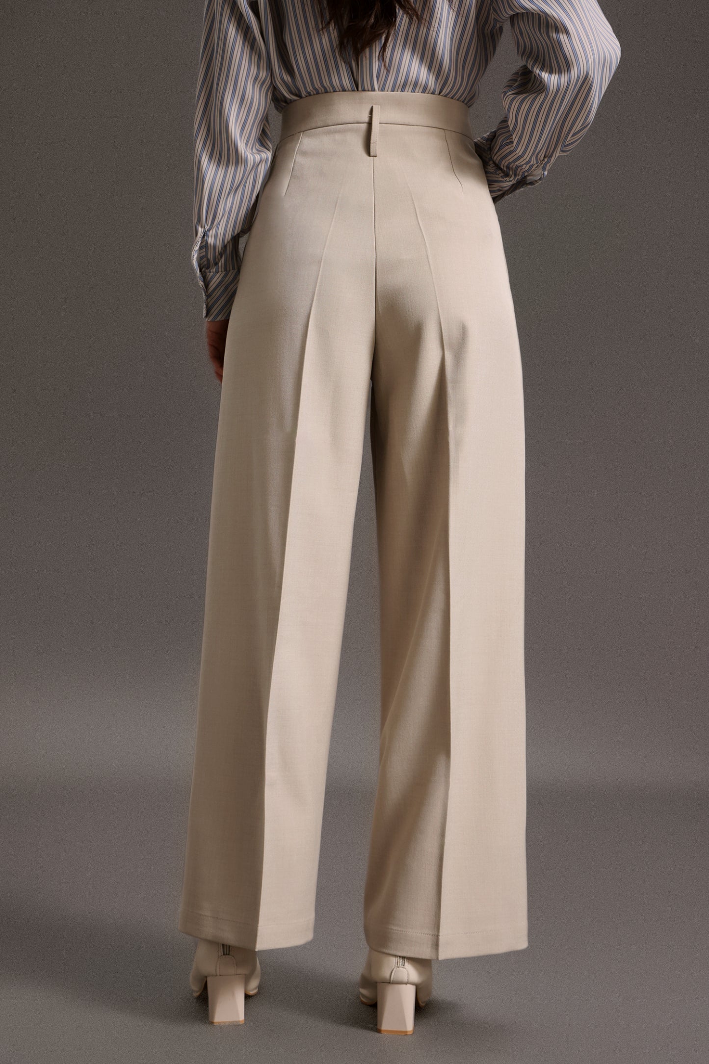 Theodora High Waist Straight Cut Wide Leg Trousers