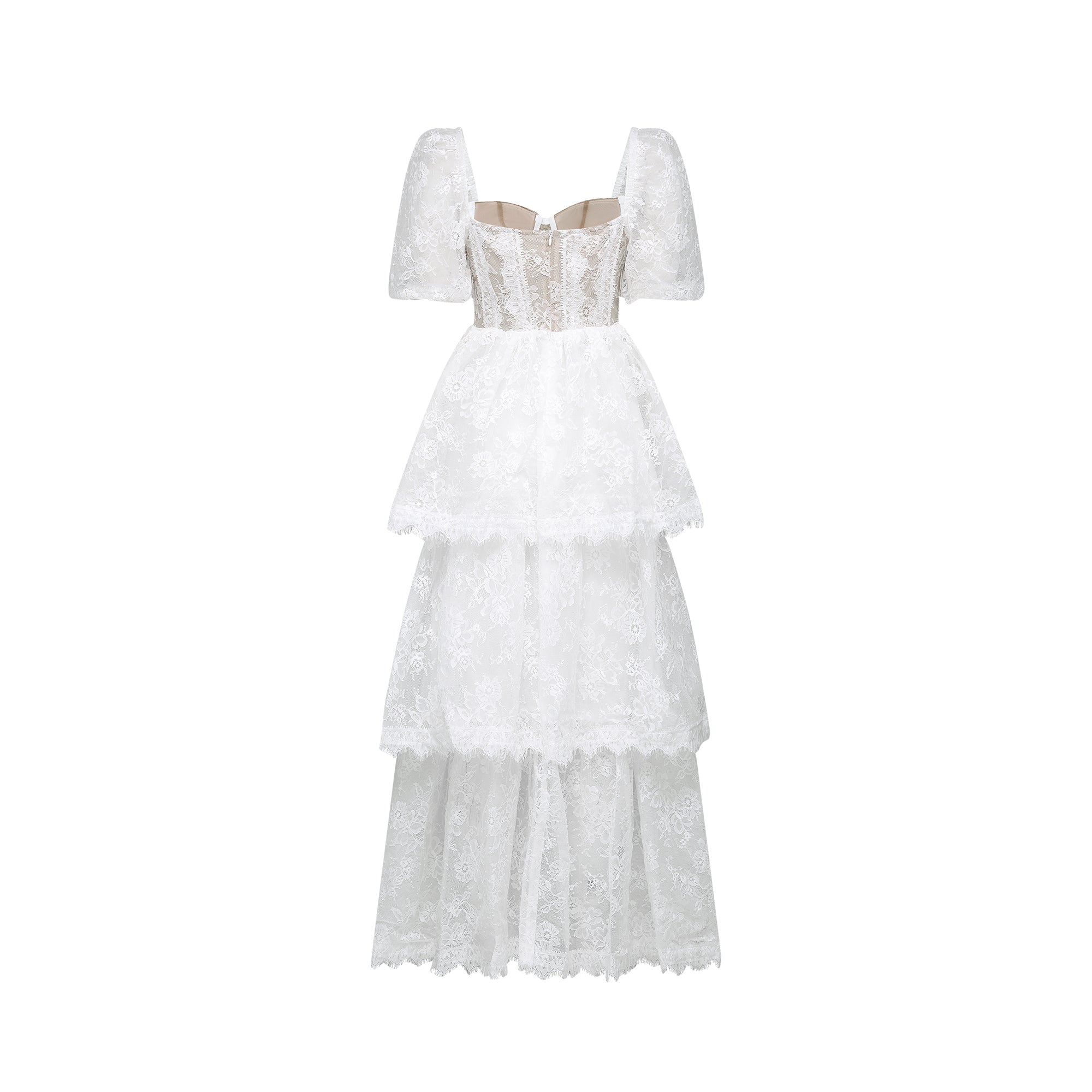 Mehrlagiges Midikleid aus weißer Spitze von Mélisande