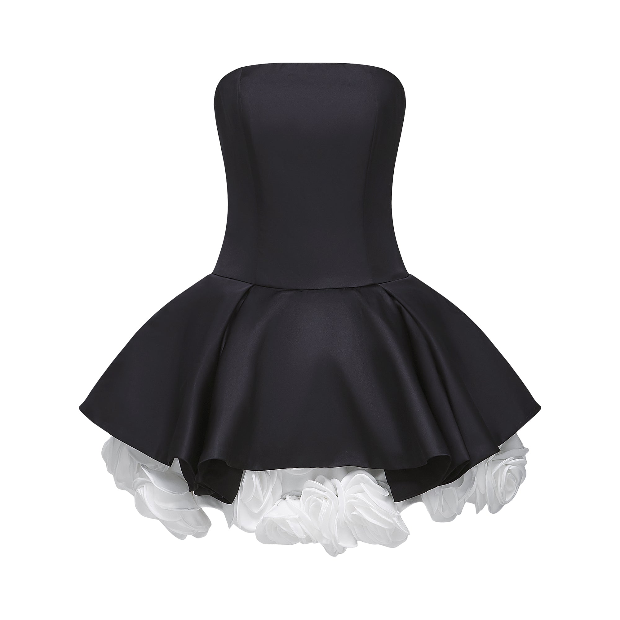 Lucie Black Leaf Layered Strapless Corset Mini Dress
