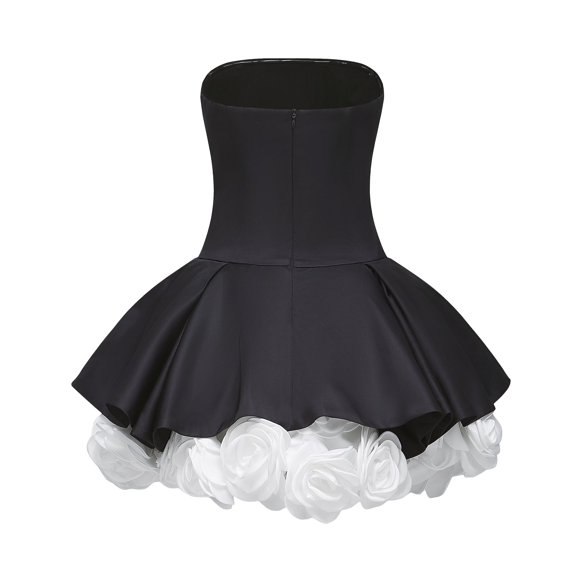 Lucie Black Leaf Layered Strapless Corset Mini Dress