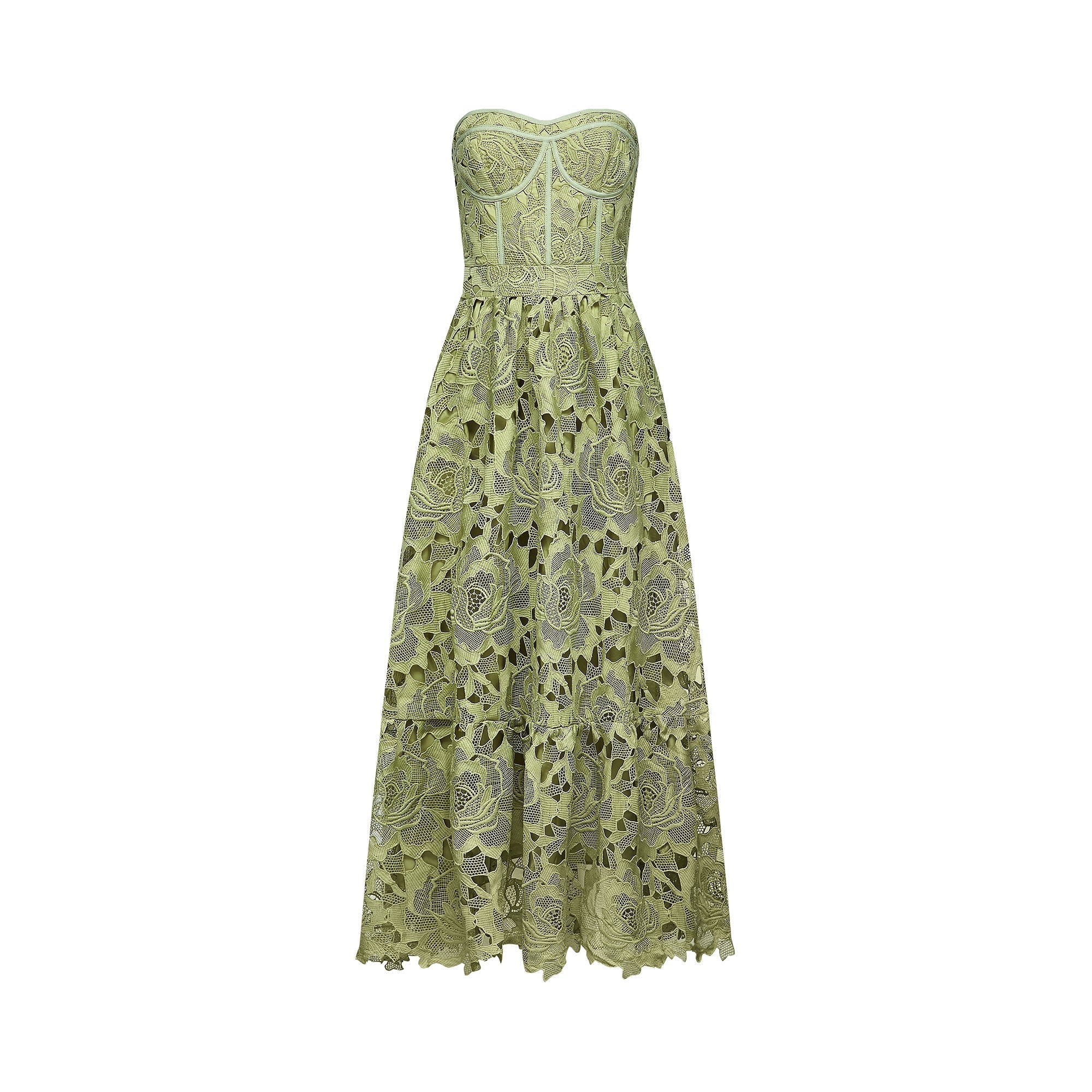 Inès Dantel Cut-Out Midi Elbise