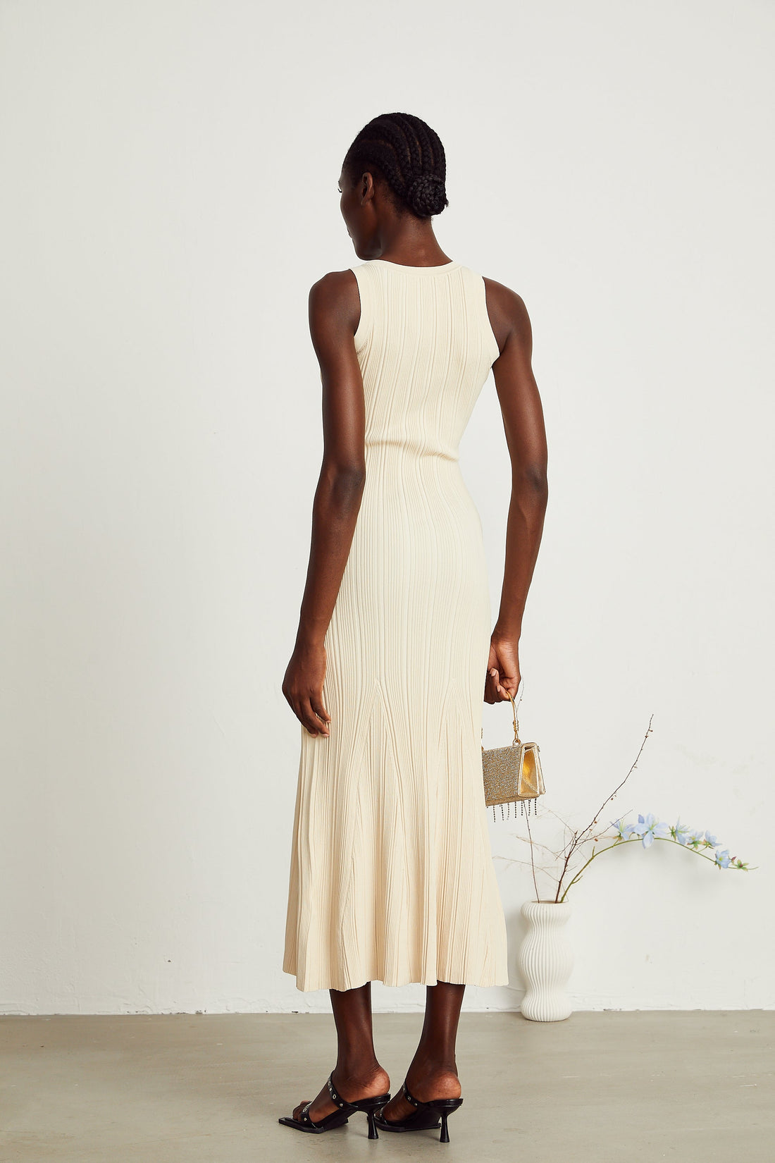 Manon Knitted Sleeveless Flared Midi Dress