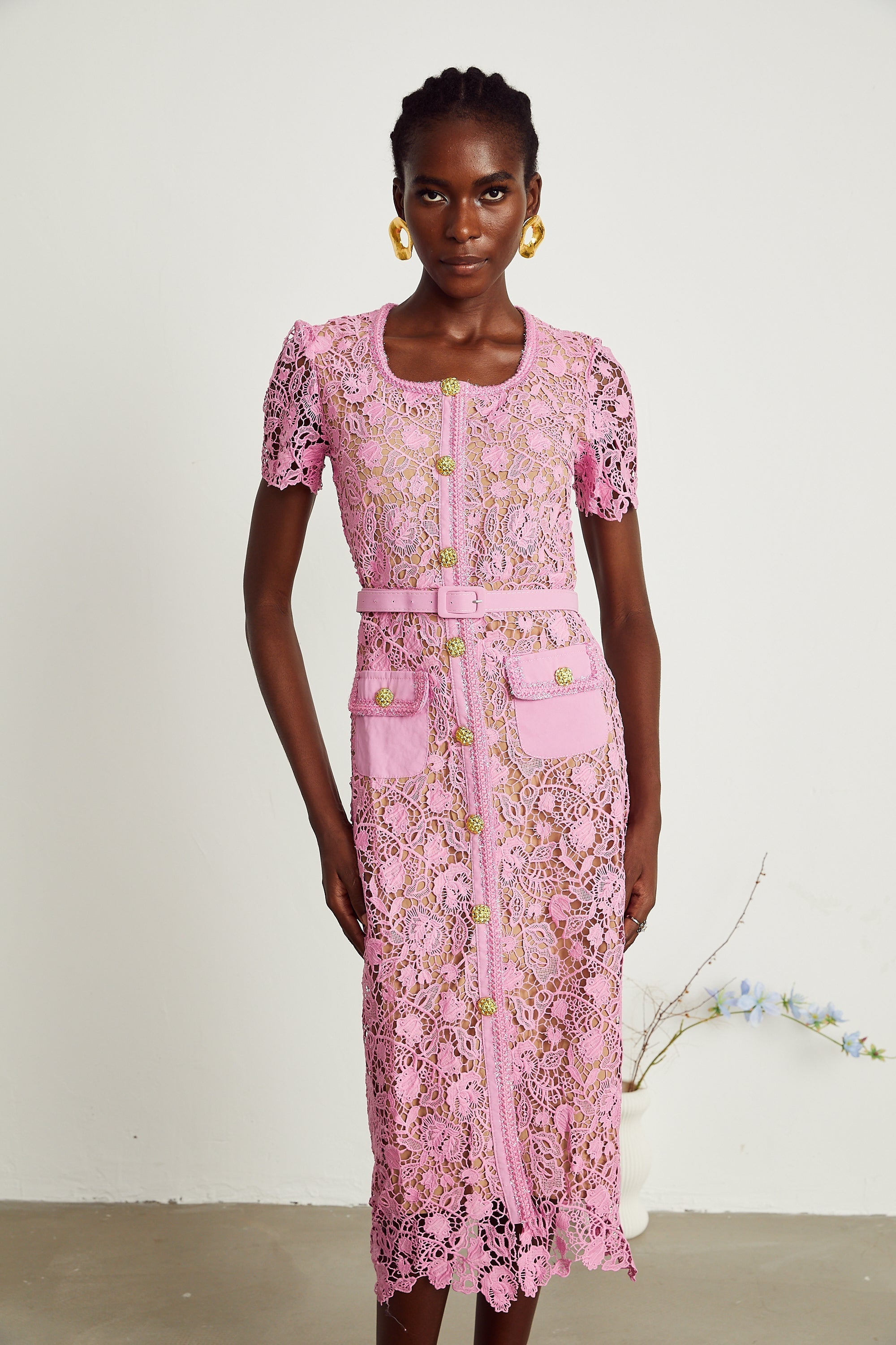 Anastasie Rosa Schnür-Midikleid