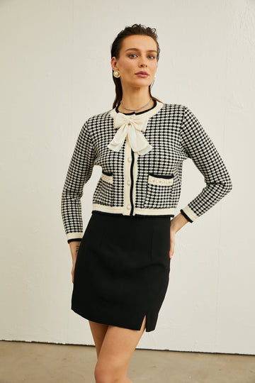 Orlane Plaid Cardigan with Bow