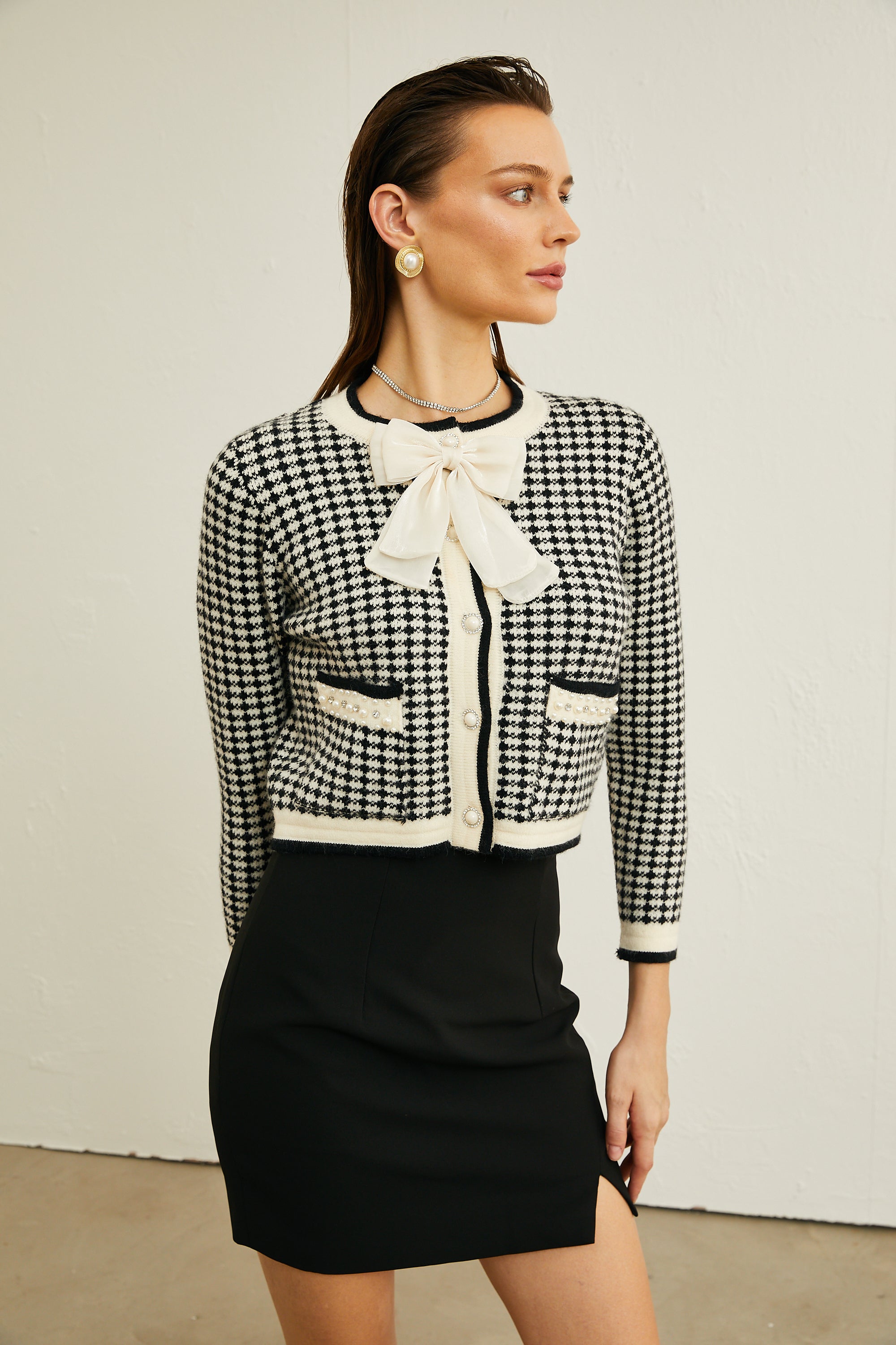 Orlane Plaid Cardigan with Bow