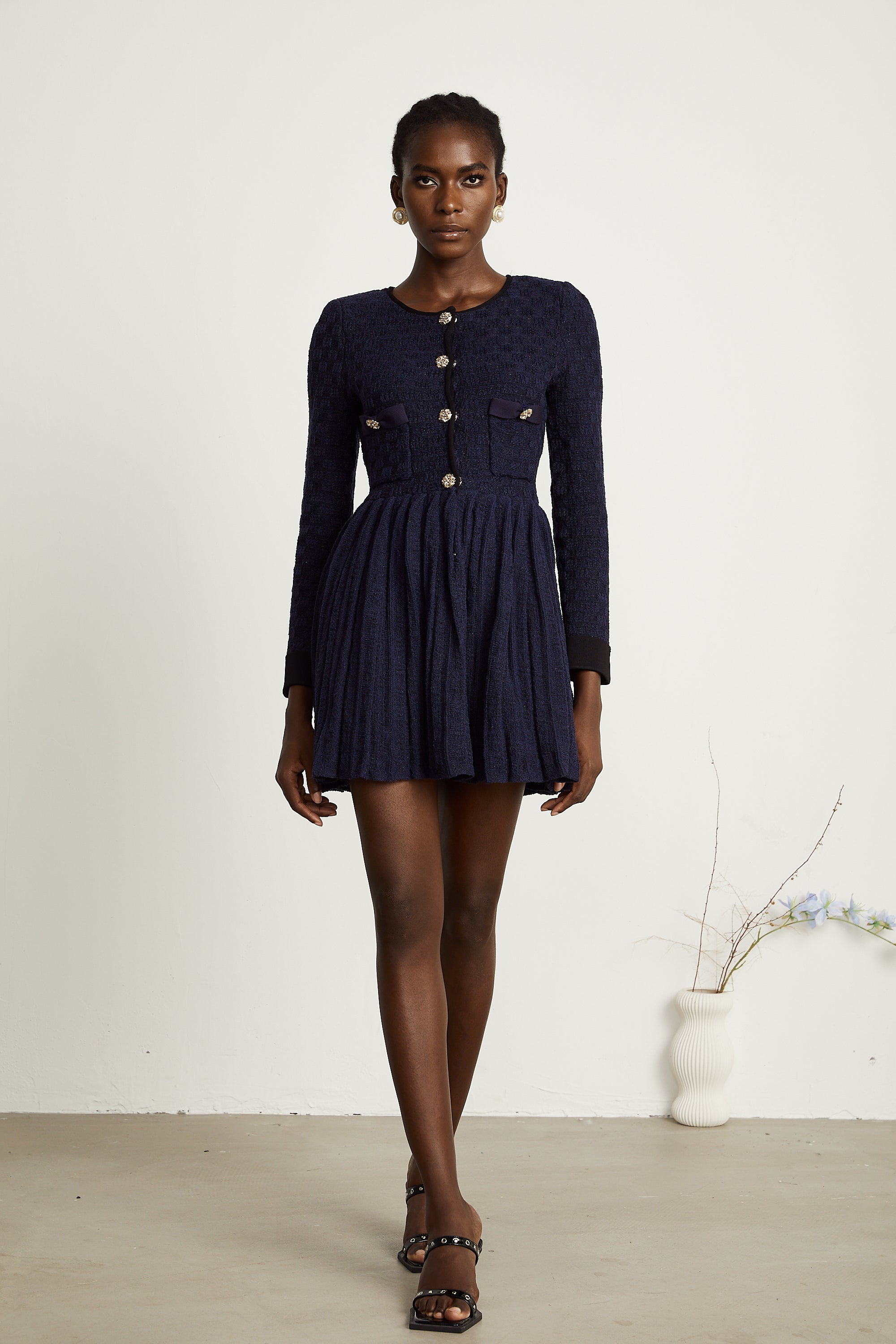 Cloé Örme Pileli Mini Elbise