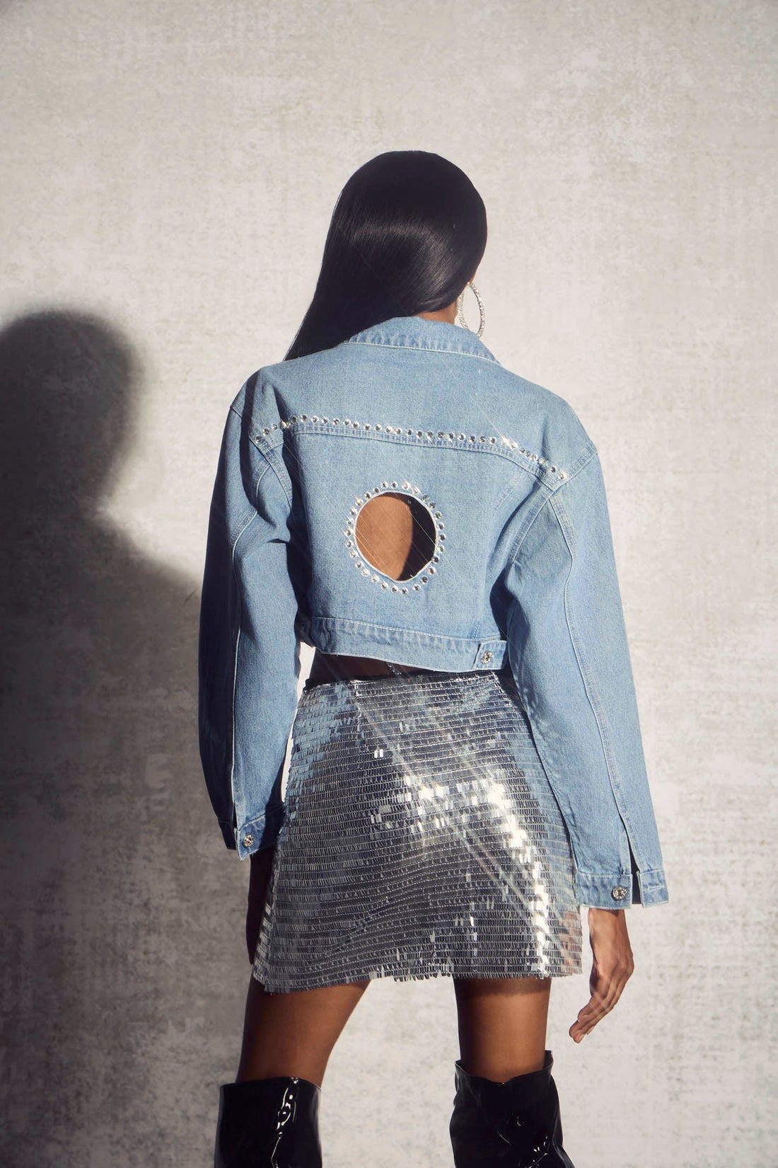 Norma Hollow Short Denim Jacket
