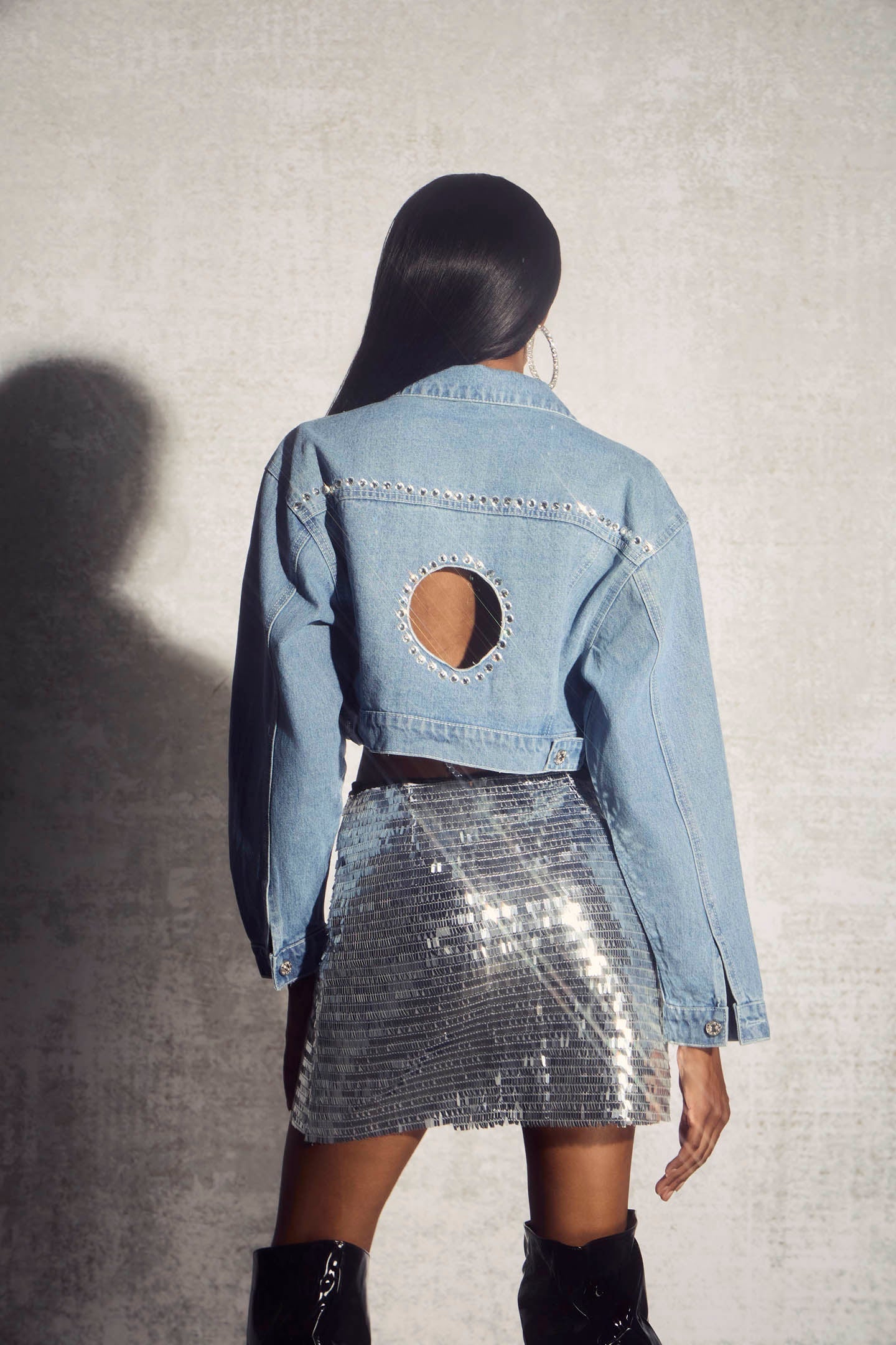 Norma Hollow Kurze Jeansjacke