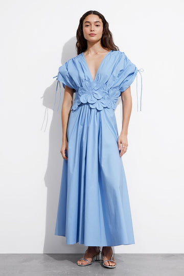 Maggie Floral Aplike V Yaka Maxi Elbise
