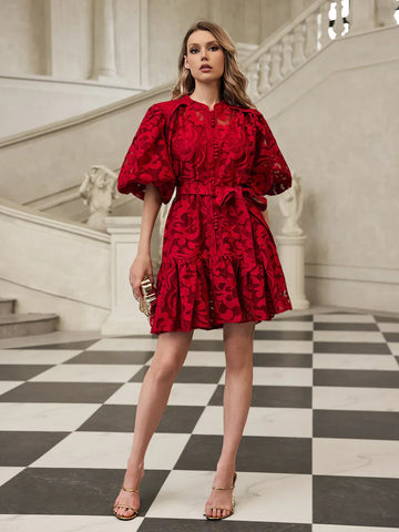 Isadora Embroidered Organza Mini Dress 