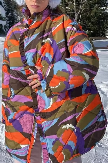 Bedruckte, plissierte Baumwolljacke 