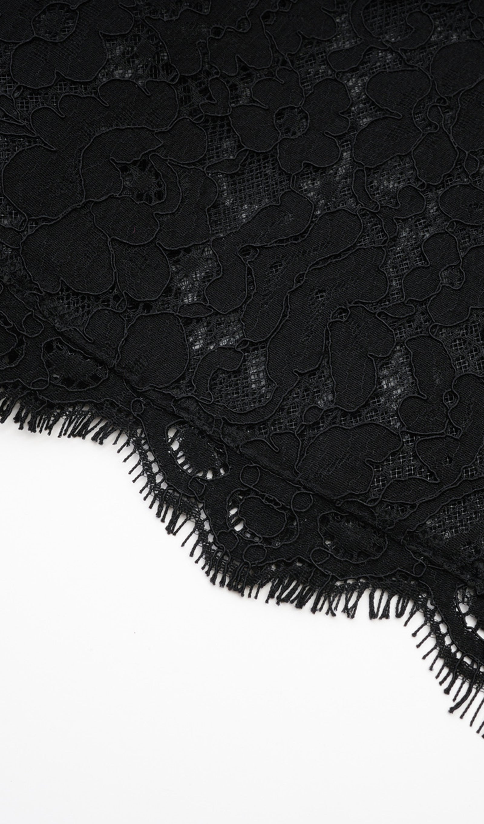 Long Sleeve Lace Fitted and Flare Midi Dress Black