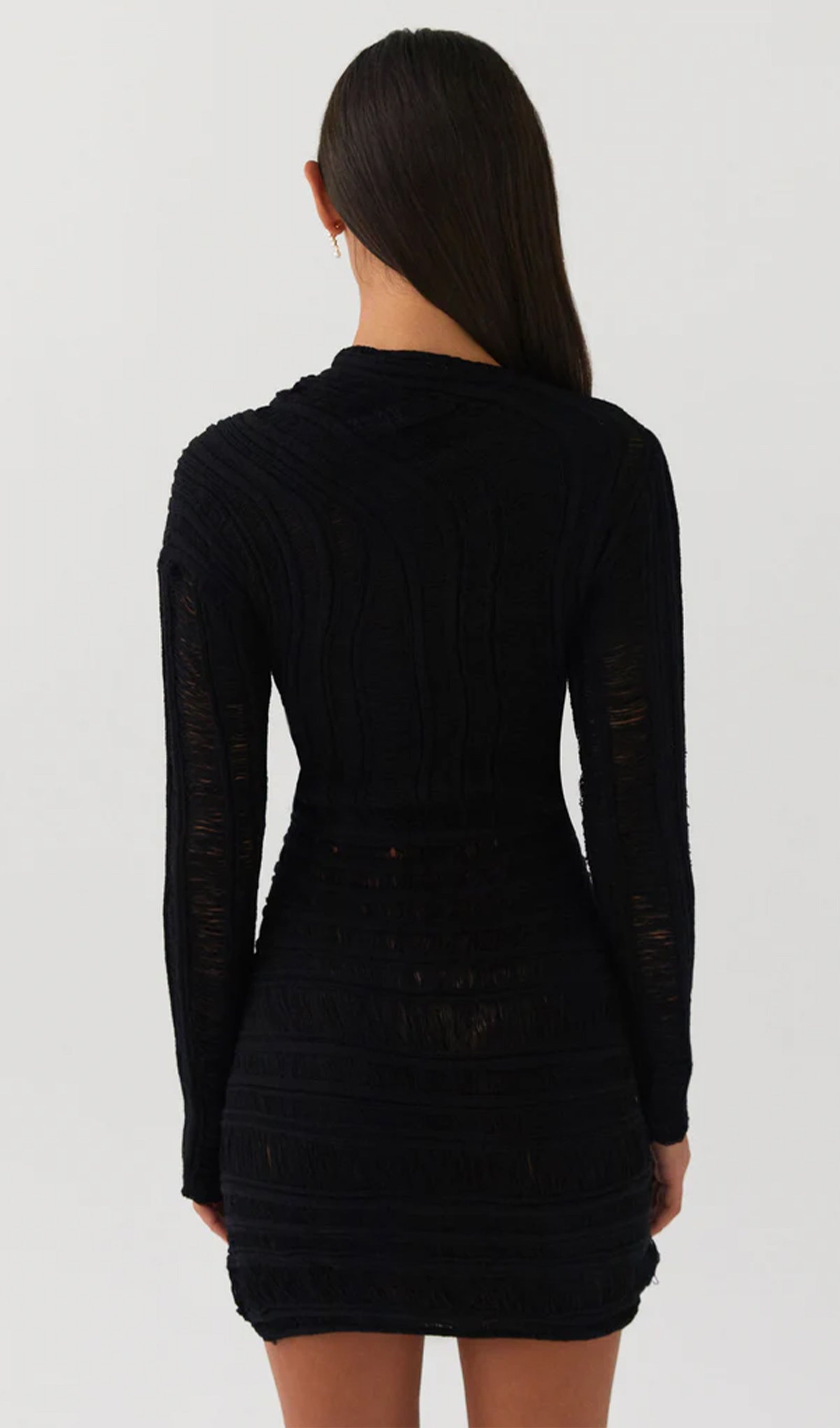 Hollow Out Mini Elbise - Siyah