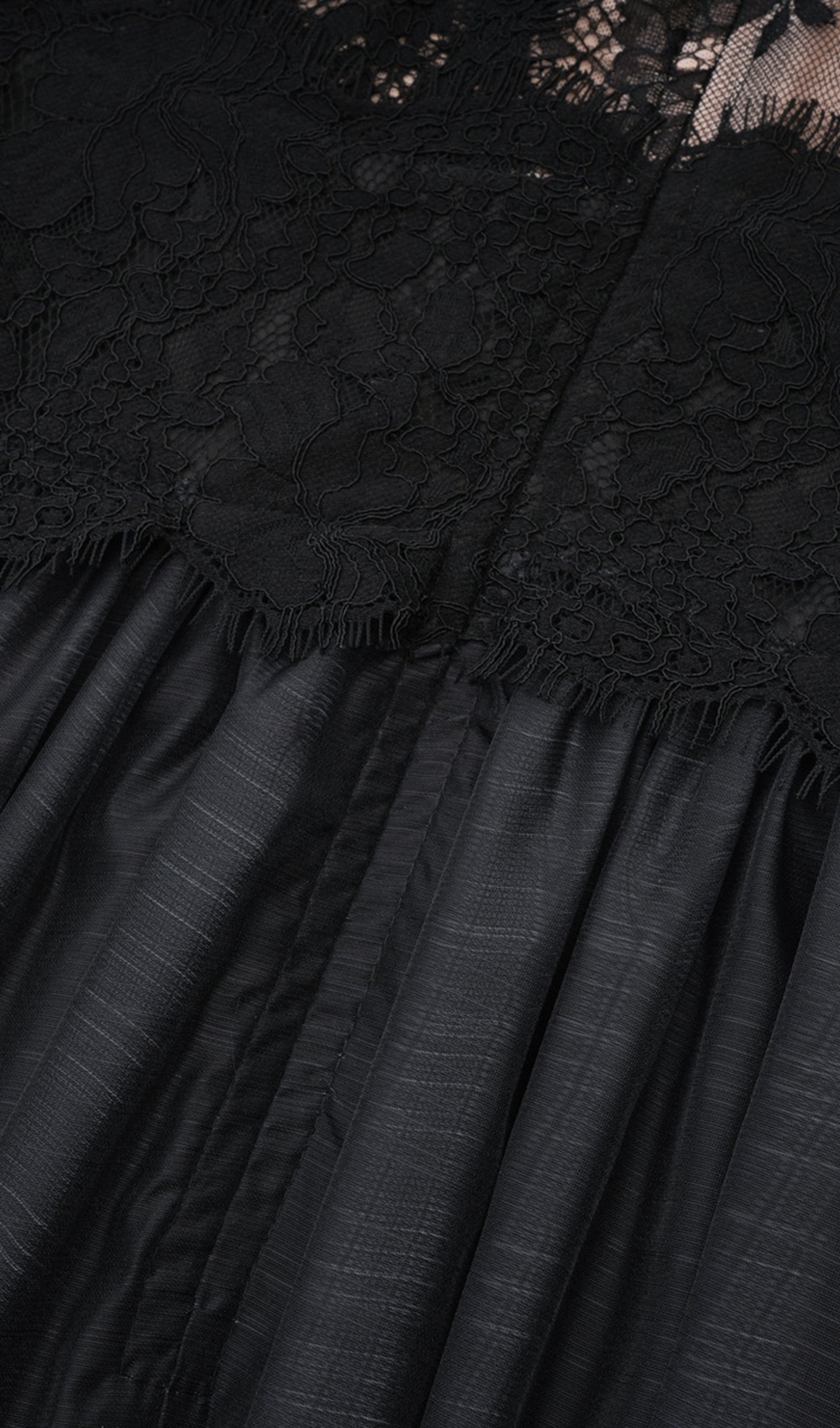 Long Sleeve Lace Fitted and Flare Midi Dress Black