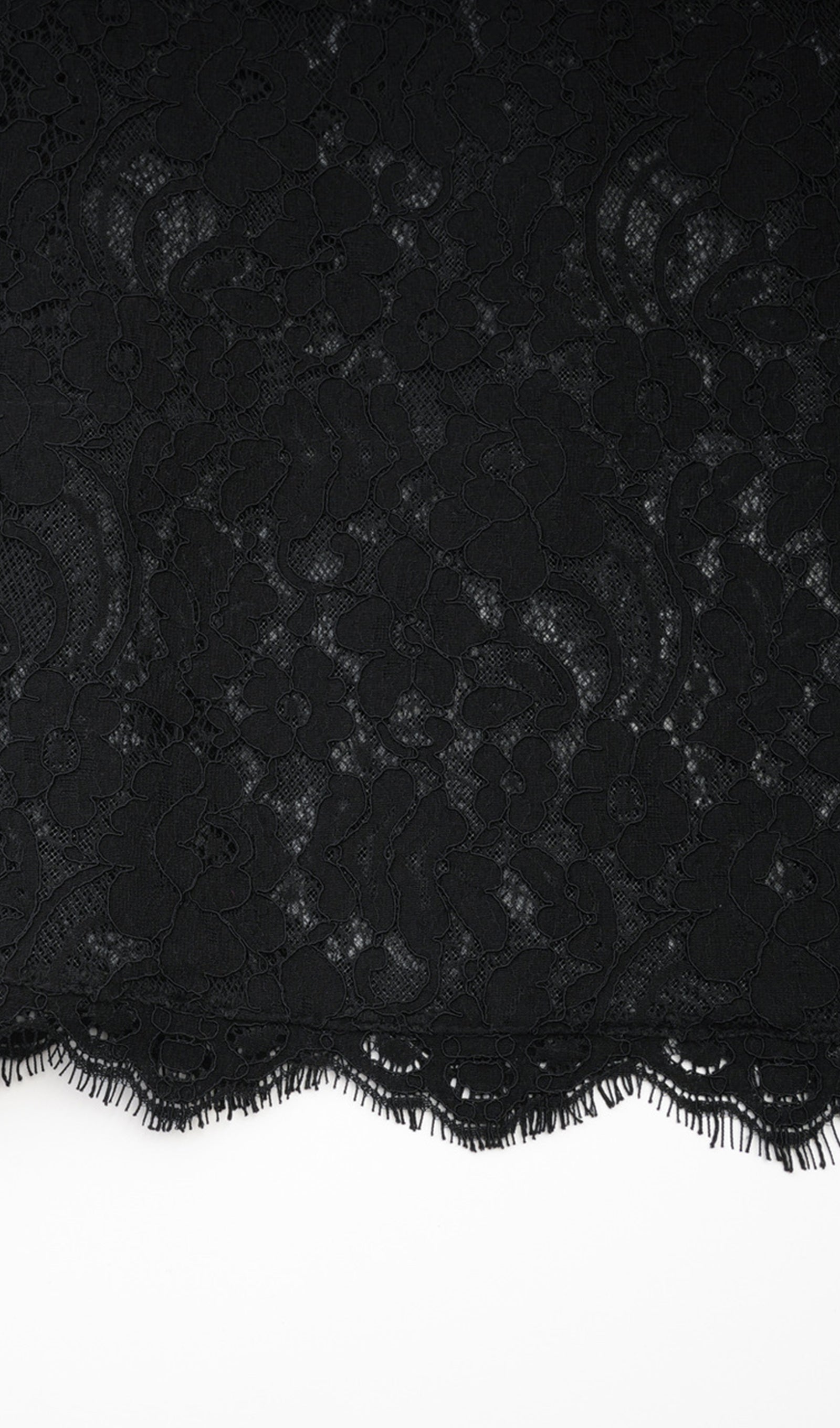 Long Sleeve Lace Fitted and Flare Midi Dress Black