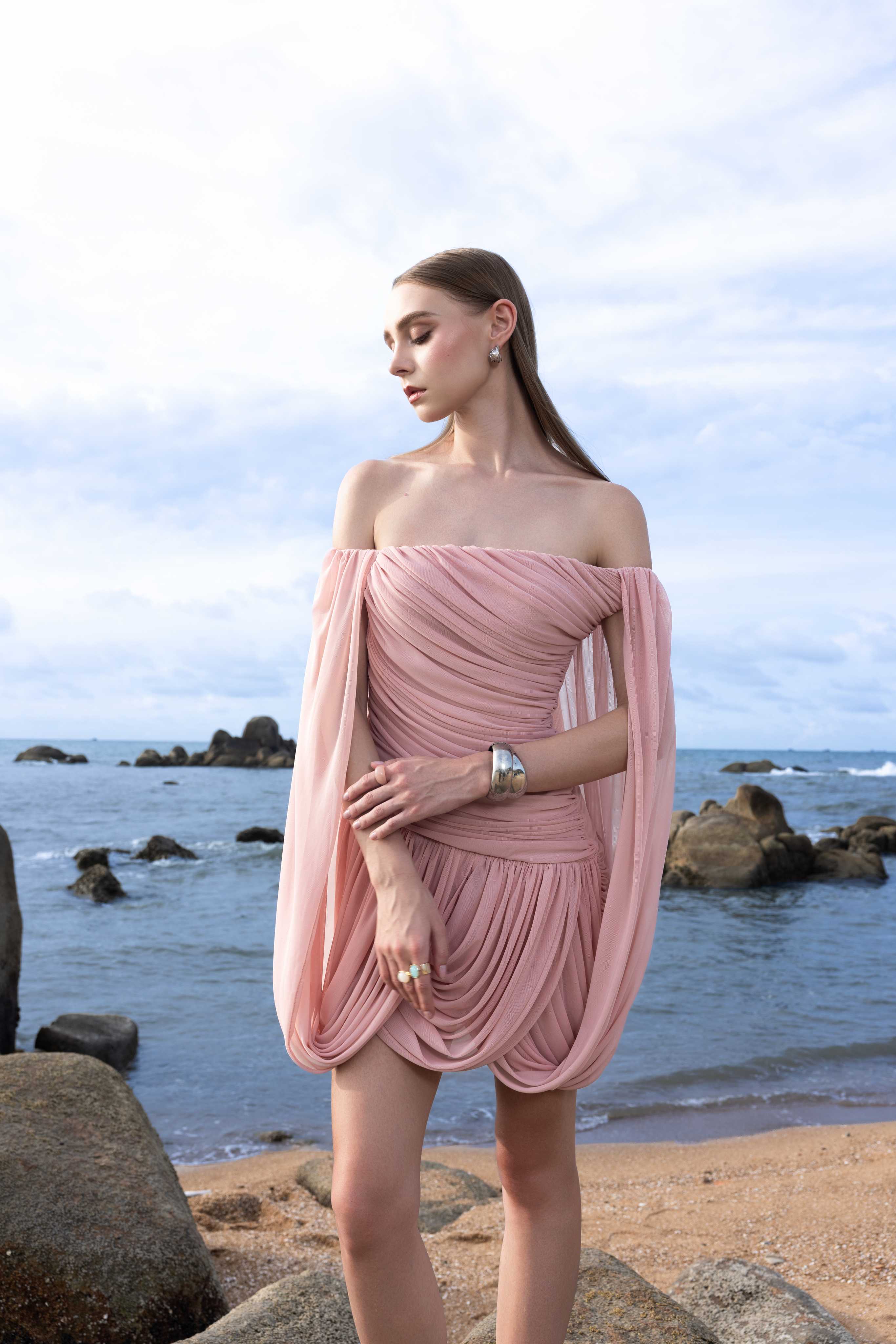Clover Mini Elbise- Pembe