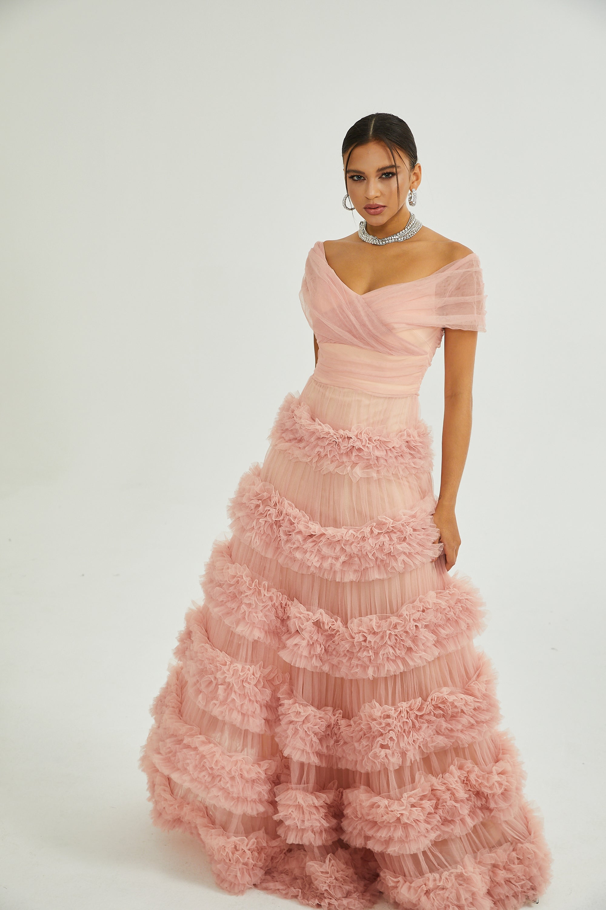 Solene Rosa Lagen-Maxikleid