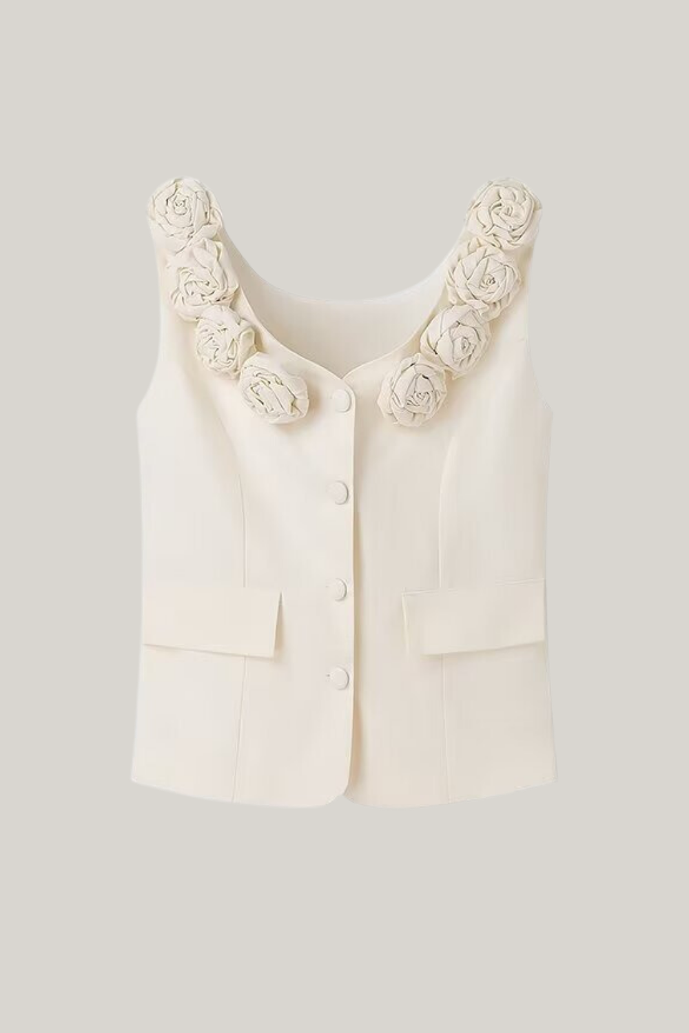 Cynthia U-Neck Vest with Floral Applique