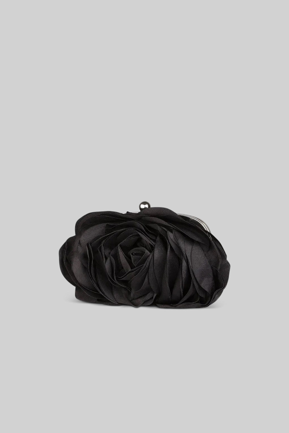 Satin Floral Handbag - Black