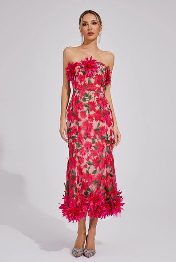 Rosalia 3D-Midikleid aus floraler Spitze