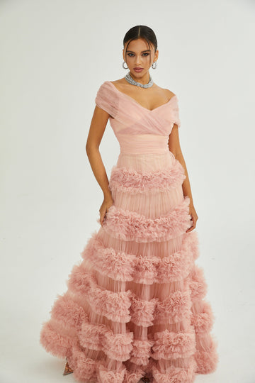 Solene Rosa Lagen-Maxikleid