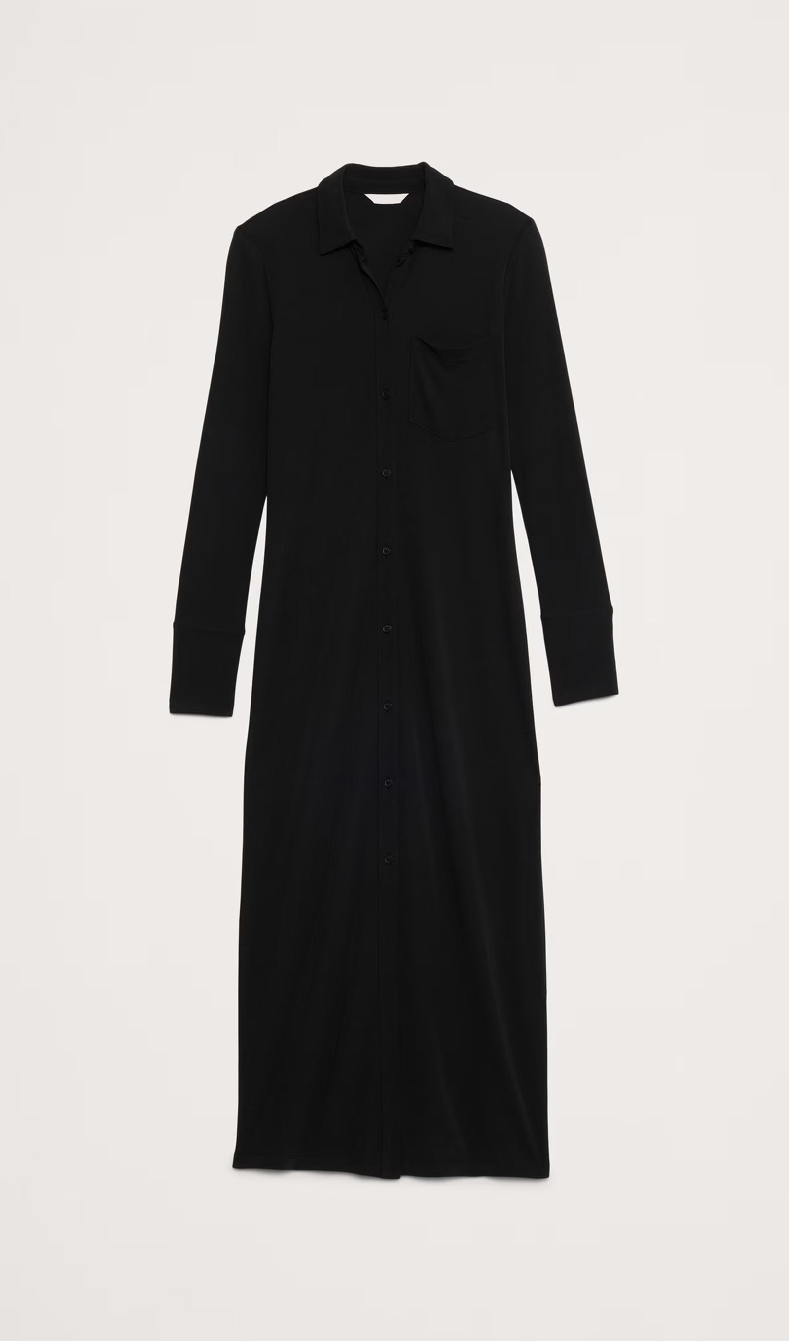 Schwarzes Jersey-Strickhemd-Midikleid 