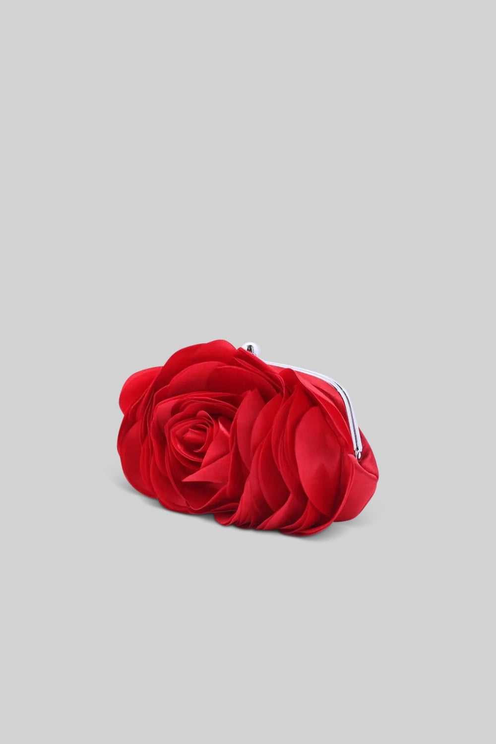 Satin-Handtasche mit Blumenmuster – Rot