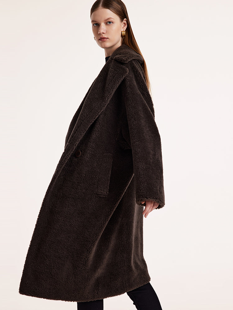 Teddy Lambswool Collar Oversized Coat 