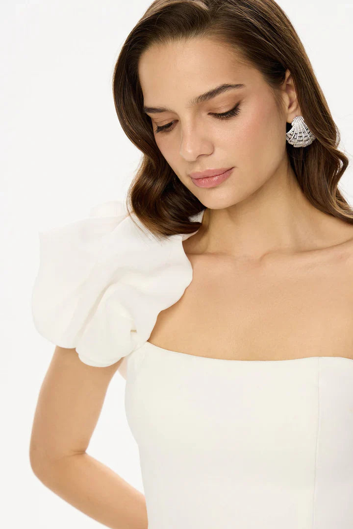 Romantik Lale Bel Askısız Mini Elbise