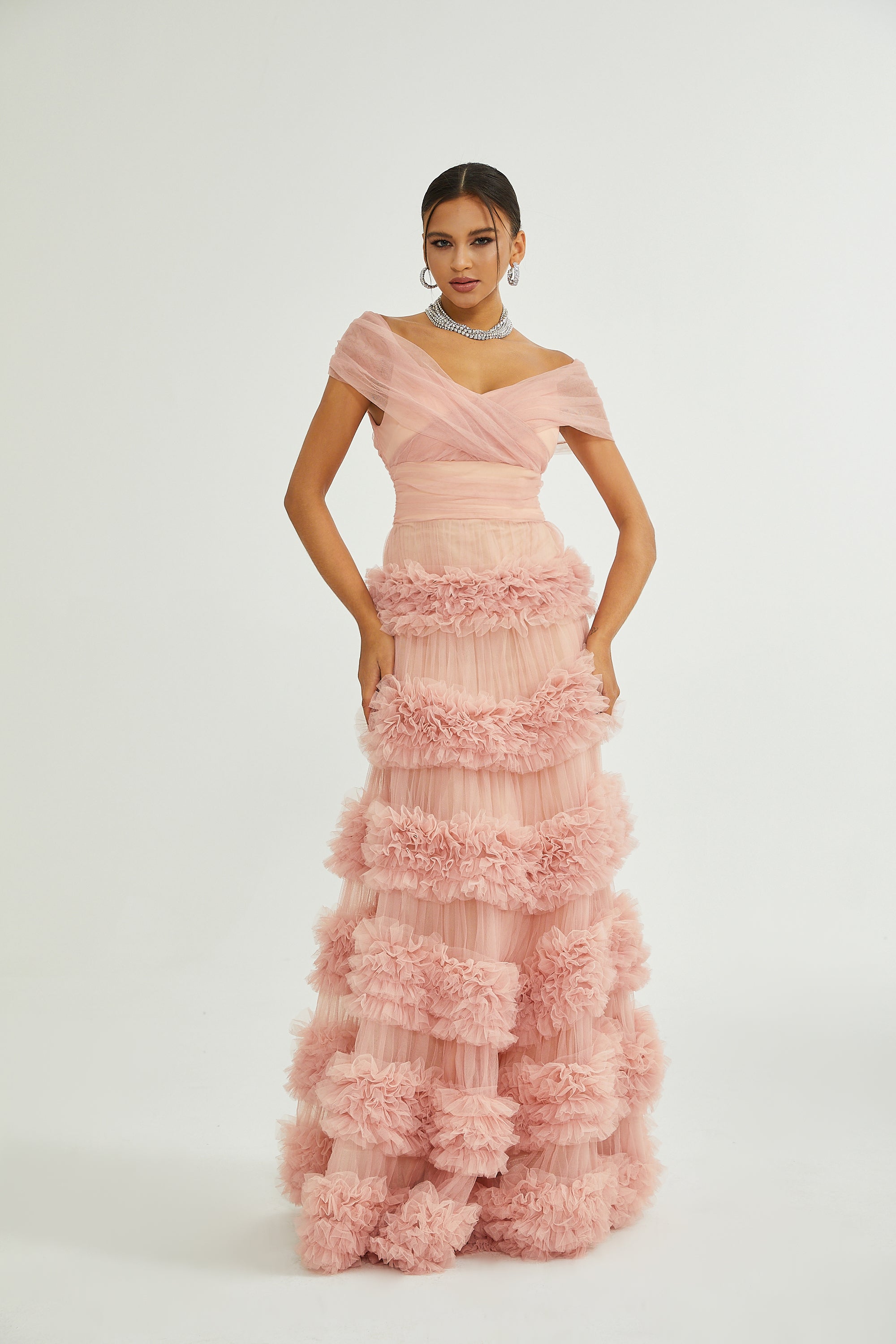 Solene Rosa Lagen-Maxikleid