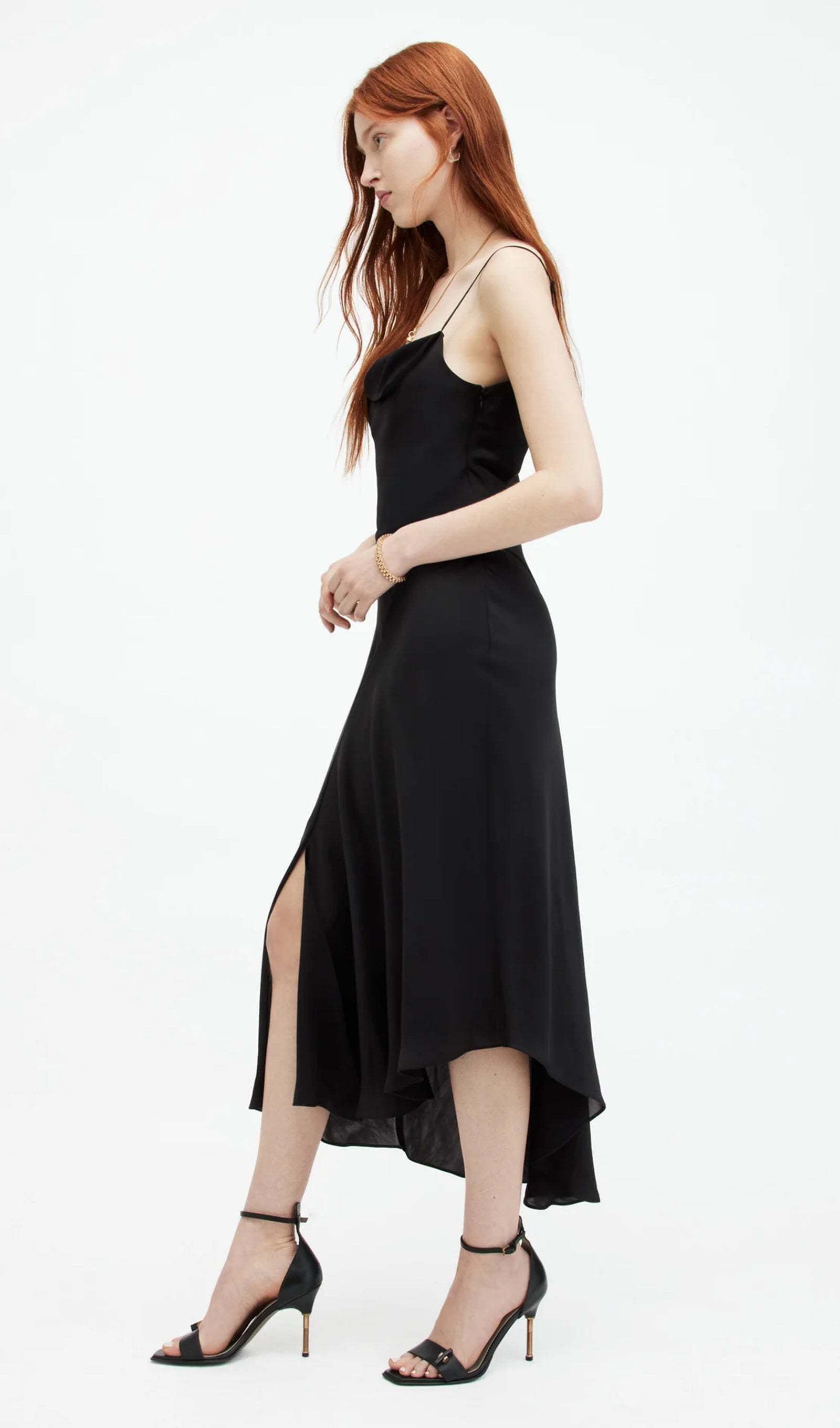 Biye Kesimli Slip Midi Elbise