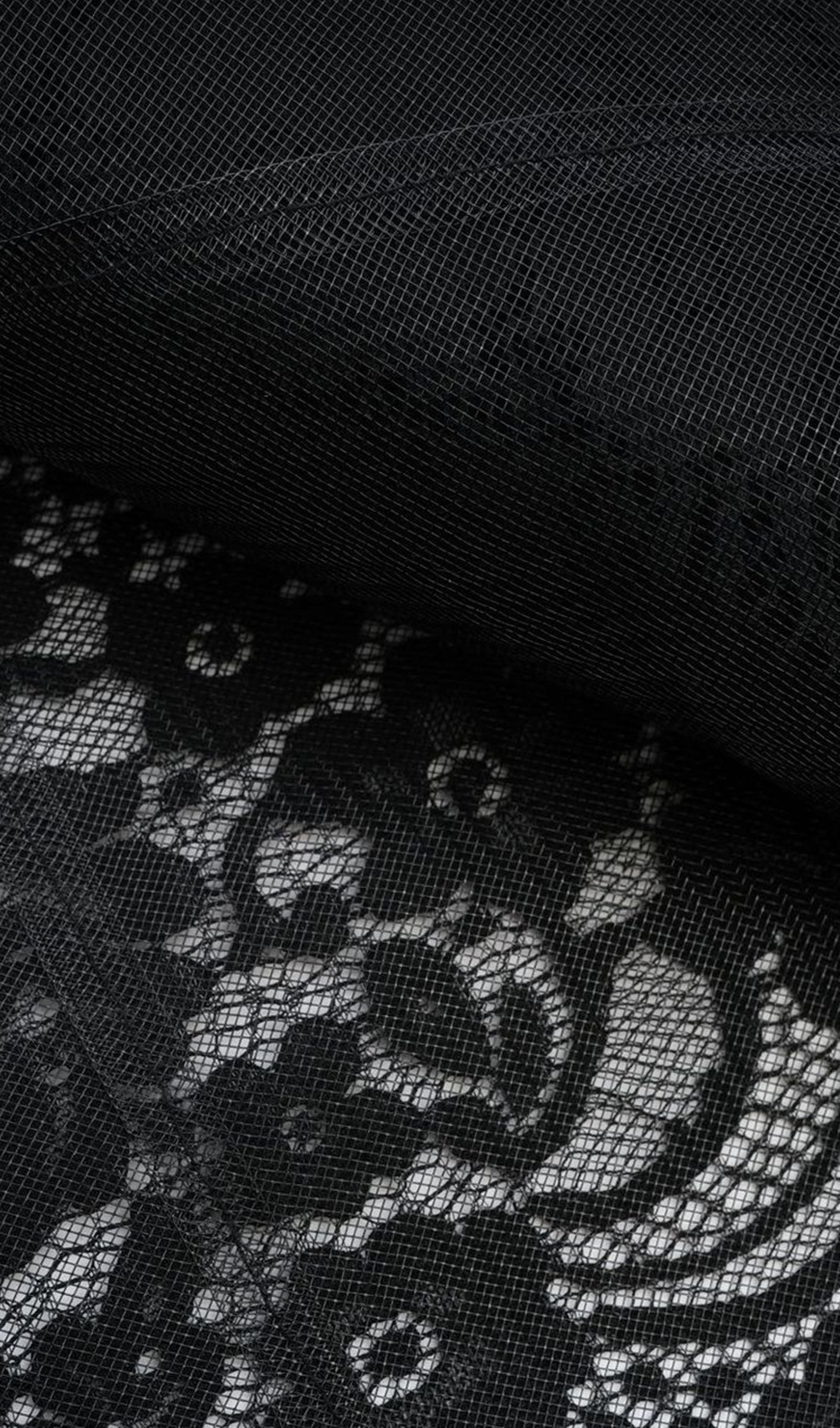 Long Sleeve Lace Fitted and Flare Midi Dress Black