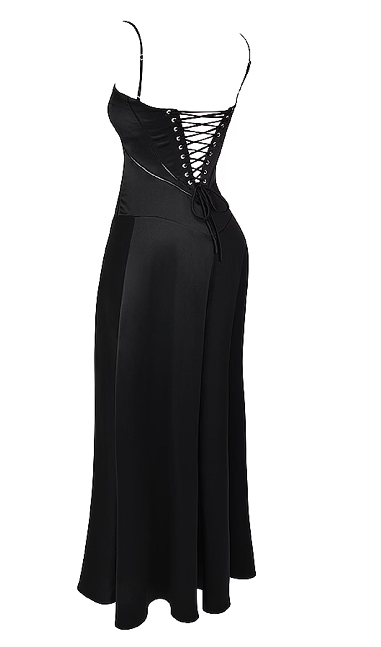 Maxikleid aus Satin und Spitze 