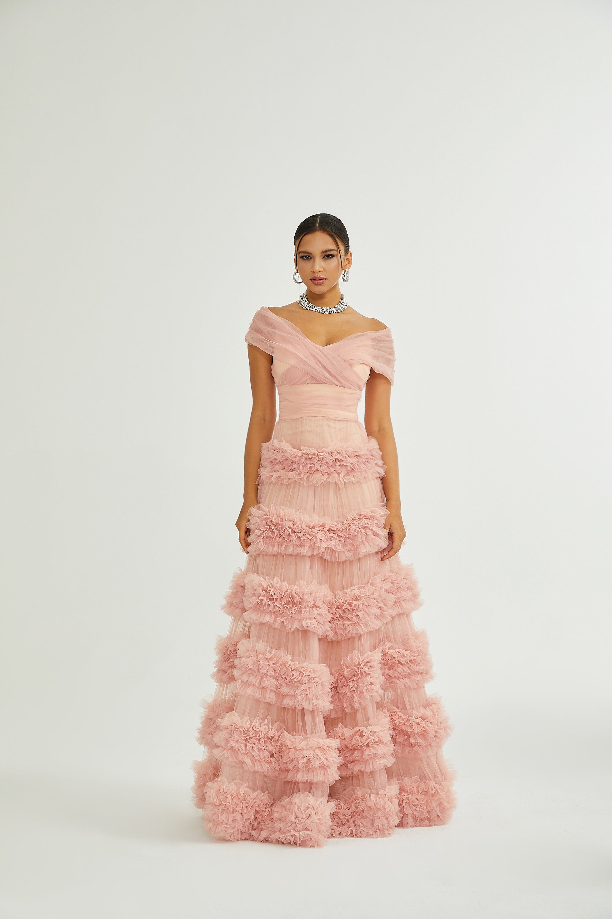Solene Rosa Lagen-Maxikleid