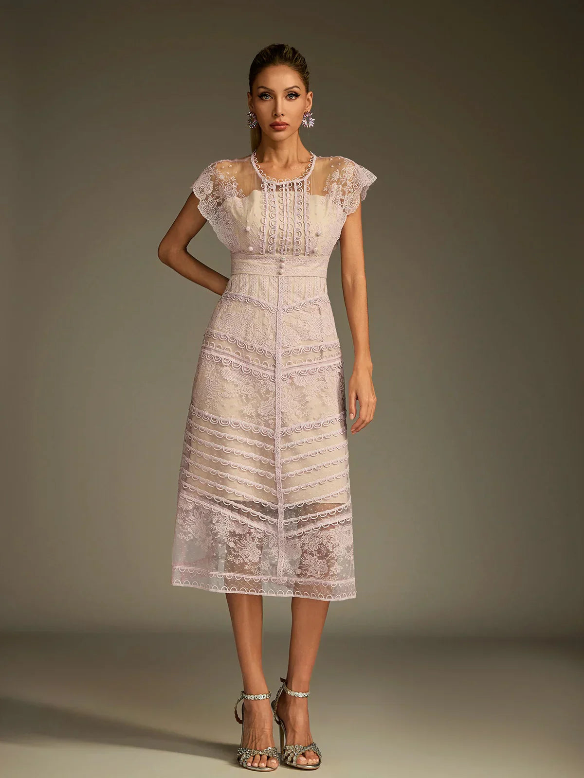 Eclat Lace Illusion Midi Dress 