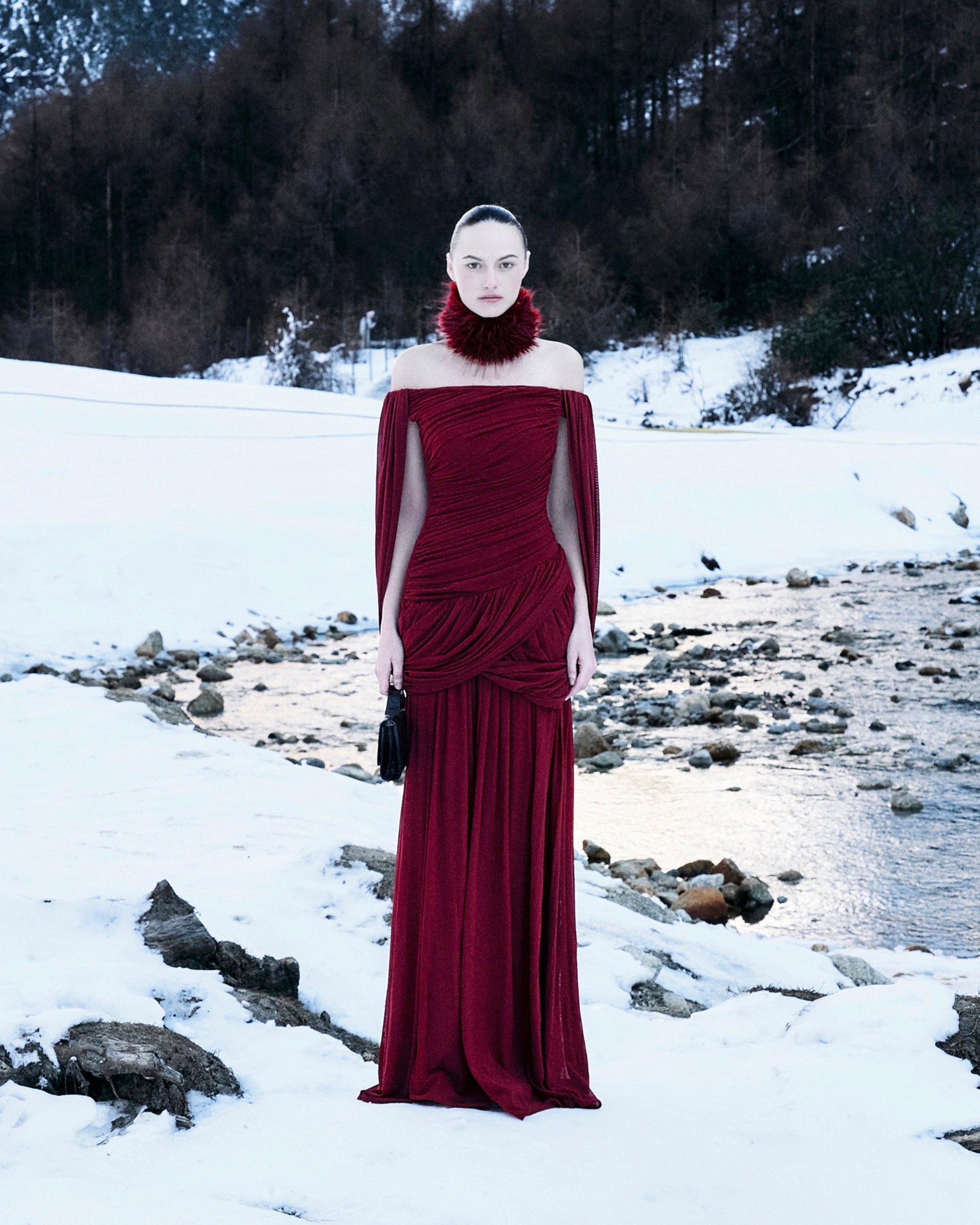 Avril Maxi Elbise-Bordo