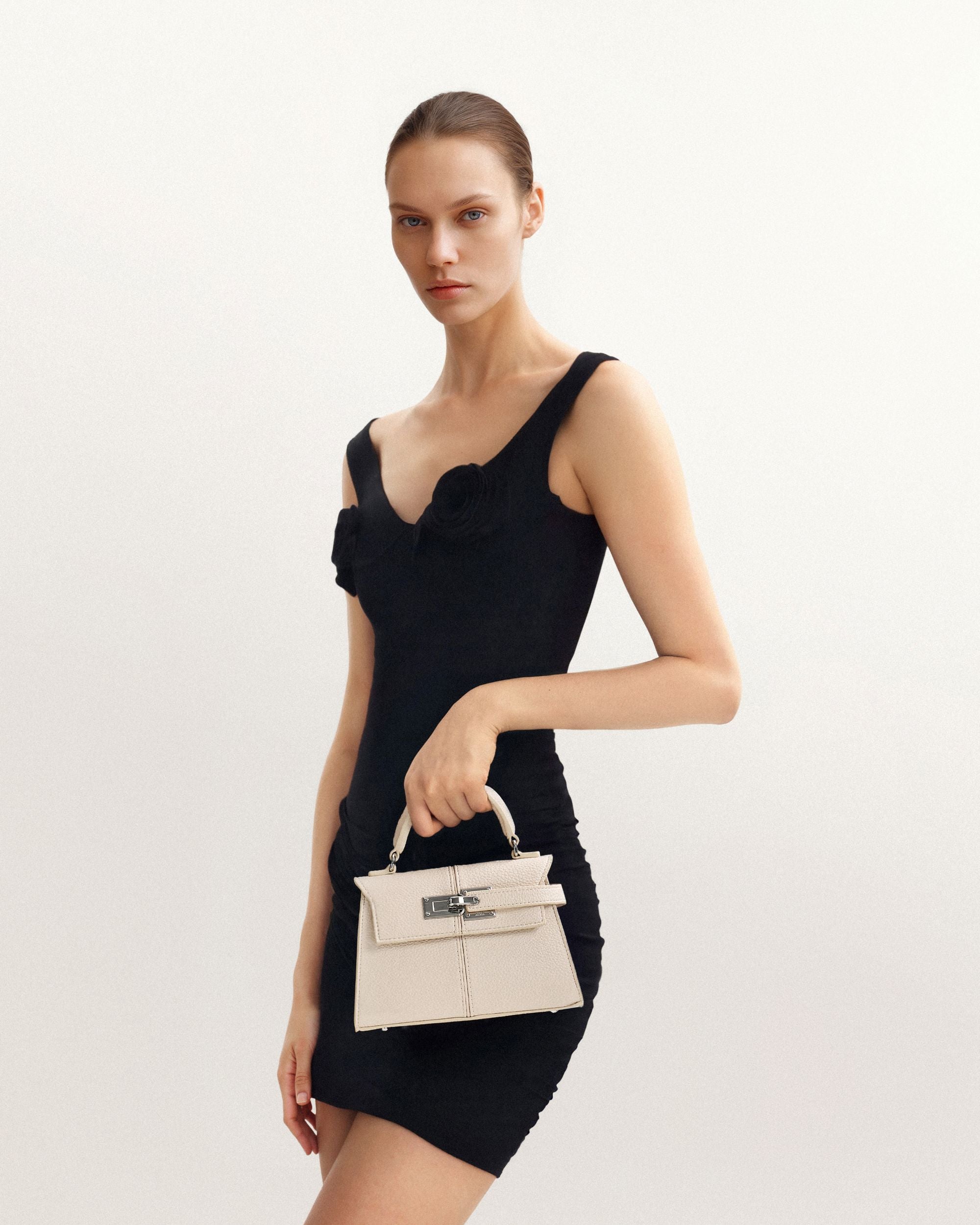 Elise Top Handle Bag – White