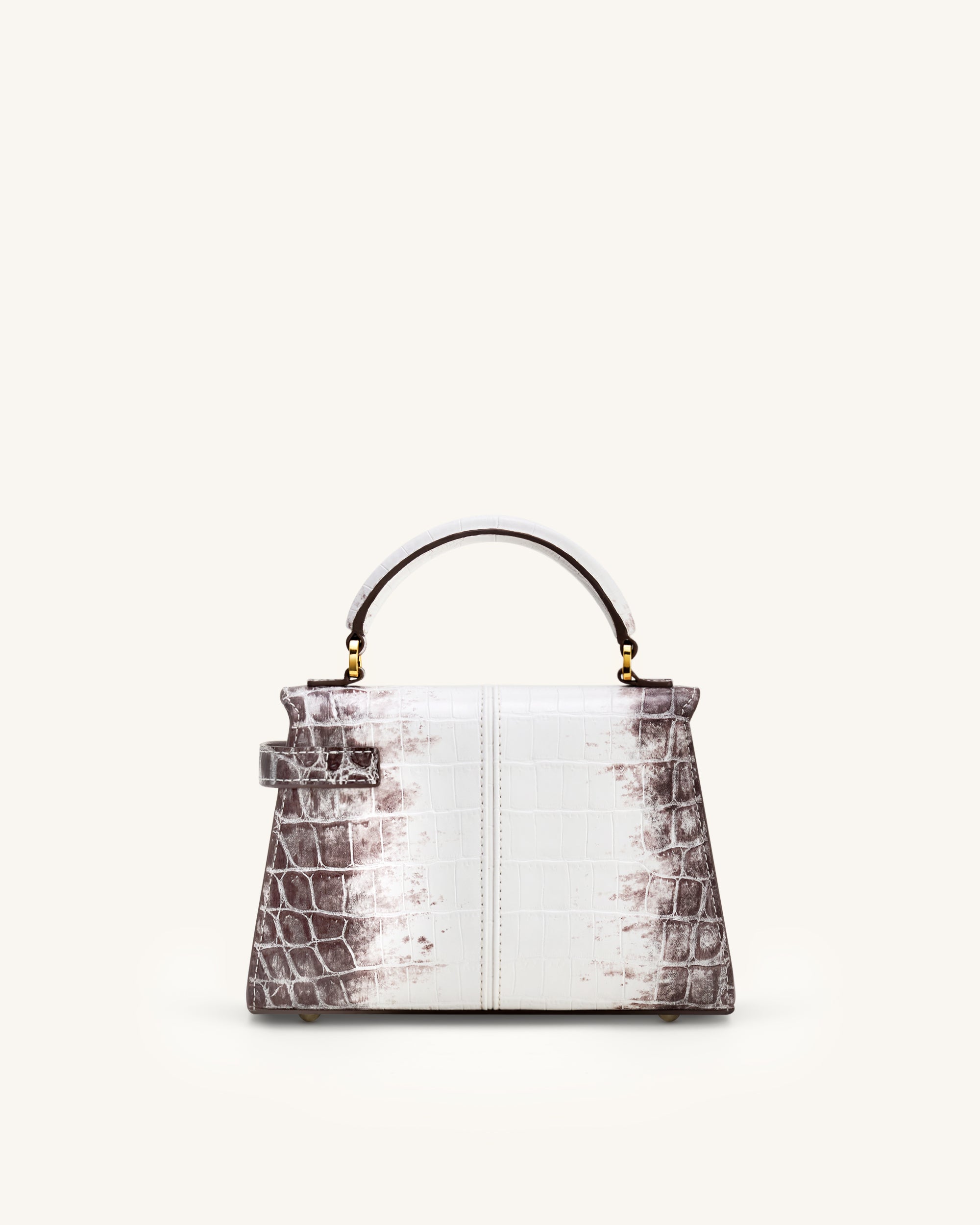 Elise Top Handle Bag – White Croc