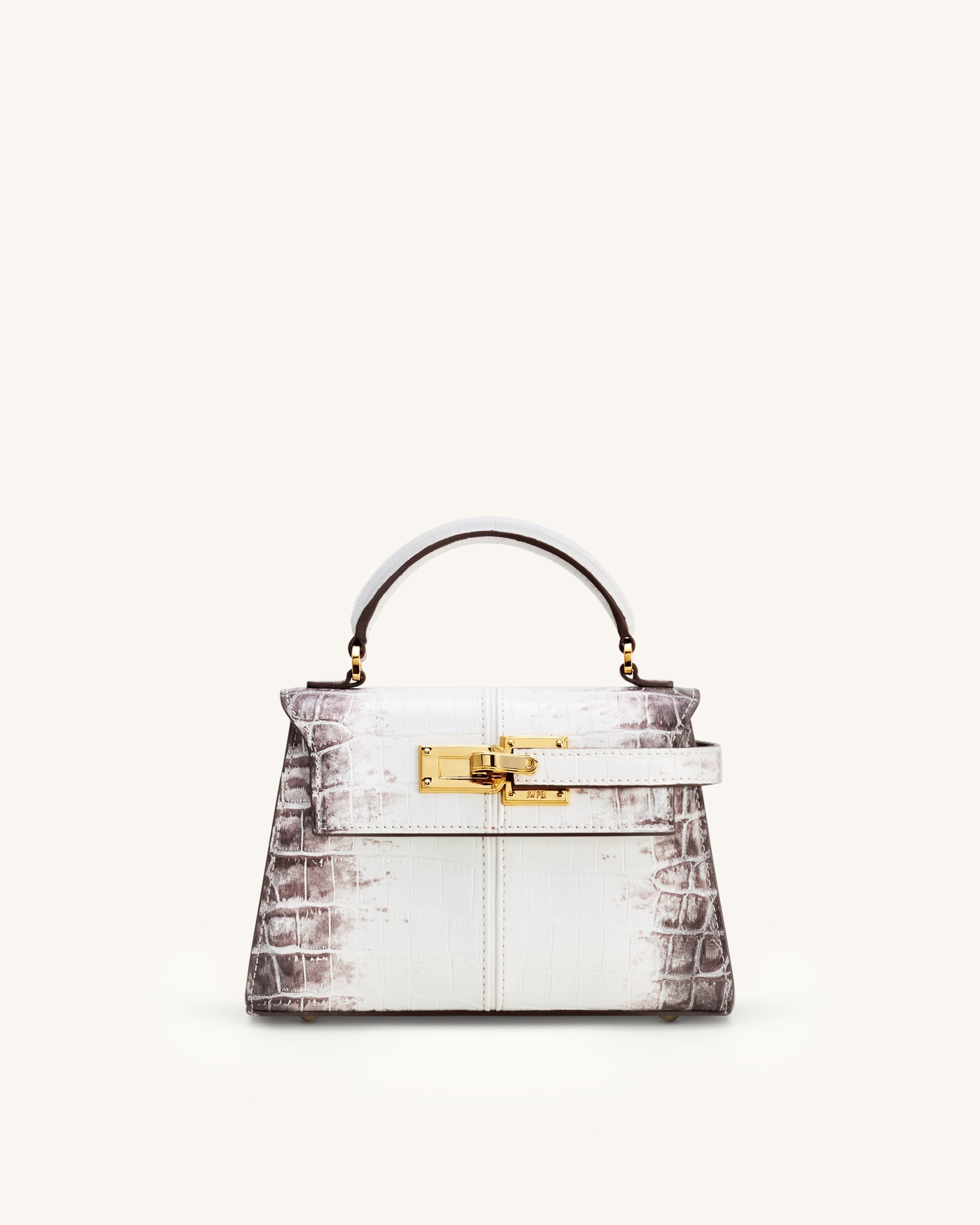 Elise Top Handle Bag – White Croc